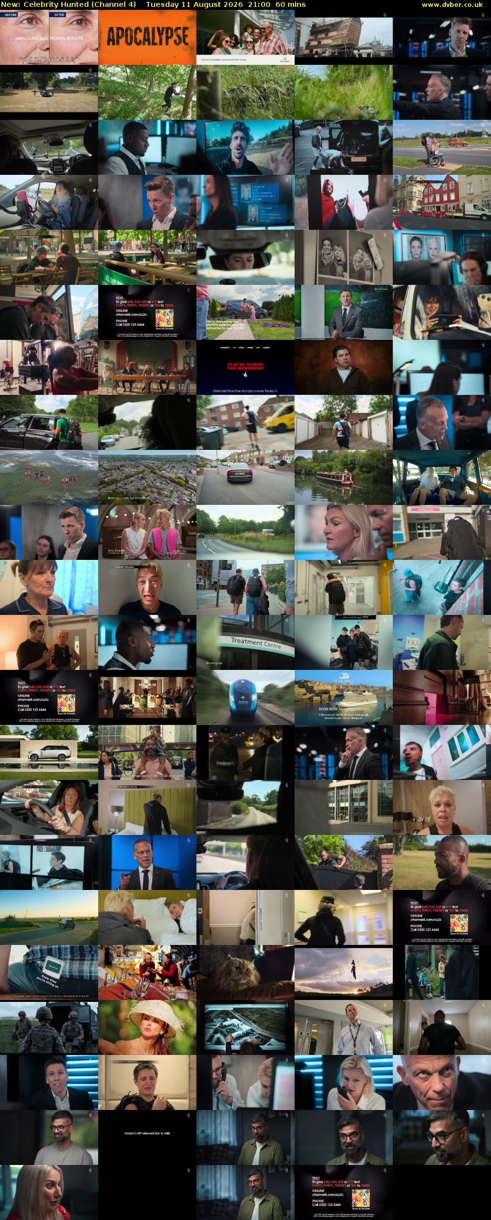 Celebrity Hunted (Channel 4) Tuesday 11 August 2026 21:00 - 22:00