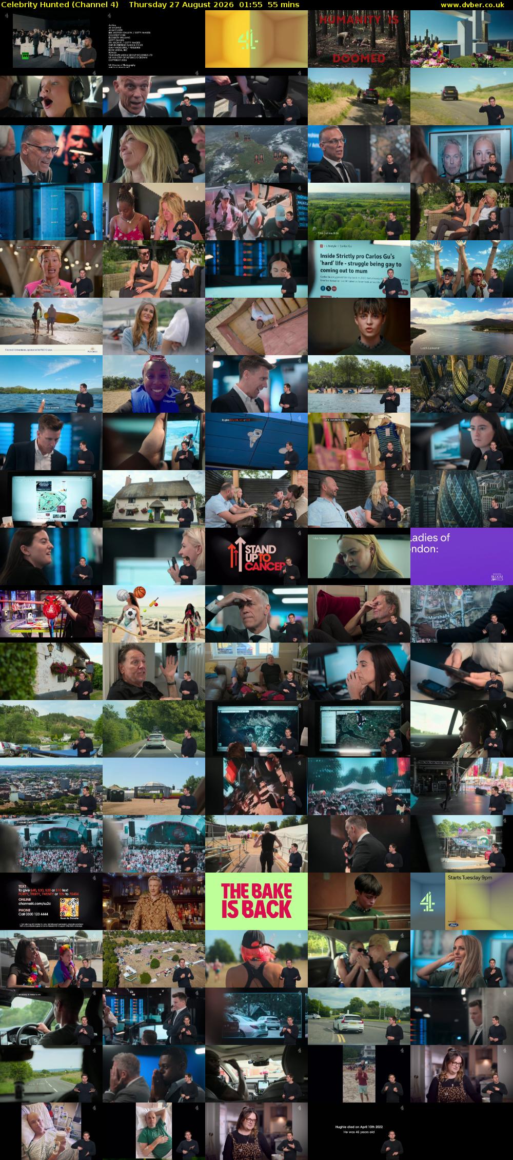 Celebrity Hunted (Channel 4) Thursday 27 August 2026 01:55 - 02:50