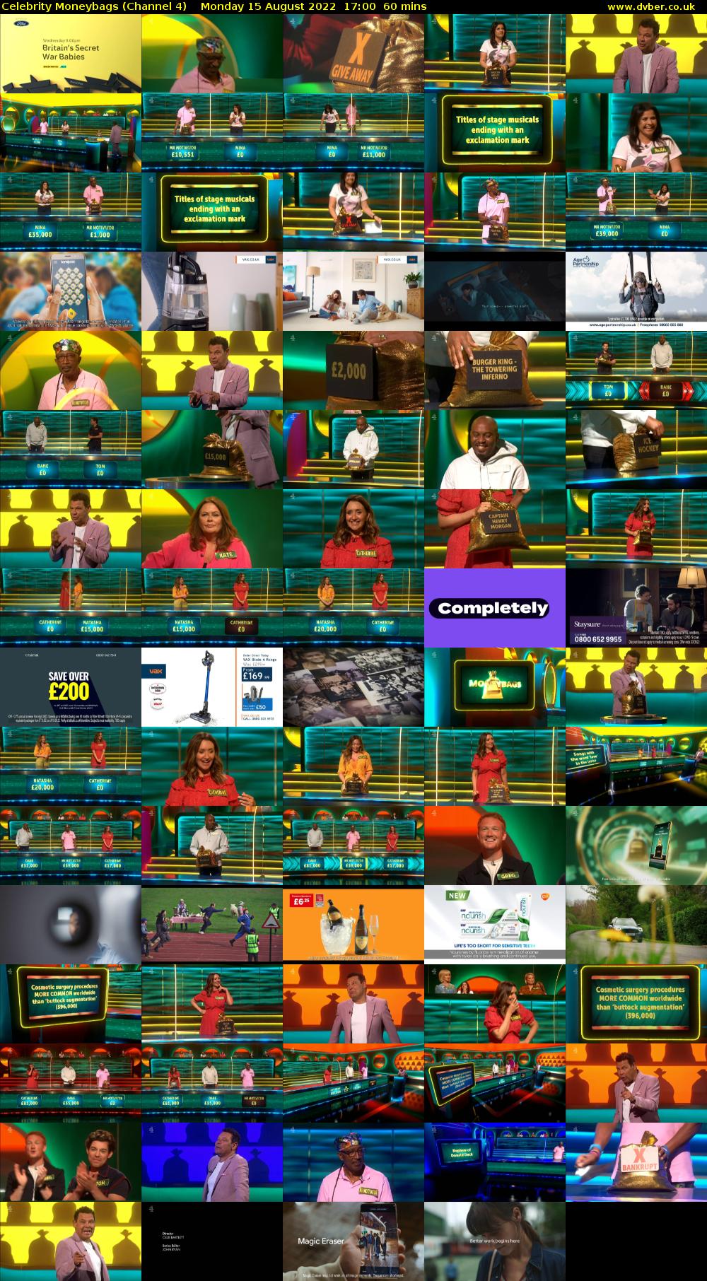 Celebrity Moneybags (Channel 4) Monday 15 August 2022 17:00 - 18:00