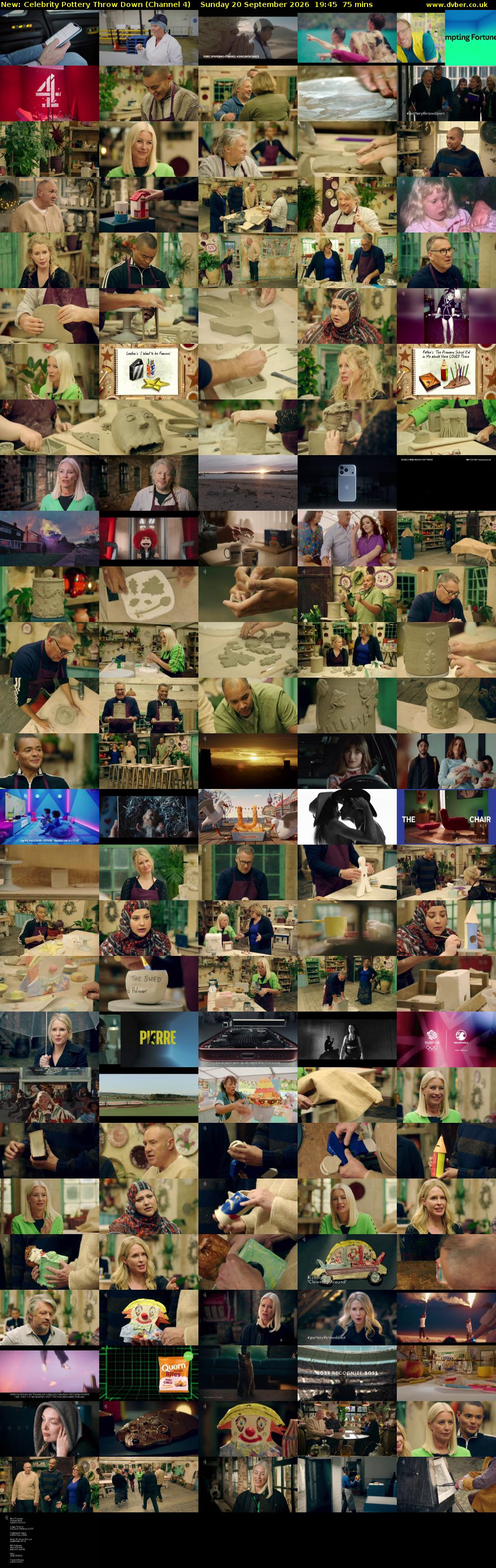 Celebrity Pottery Throw Down (Channel 4) Sunday 20 September 2026 19:45 - 21:00