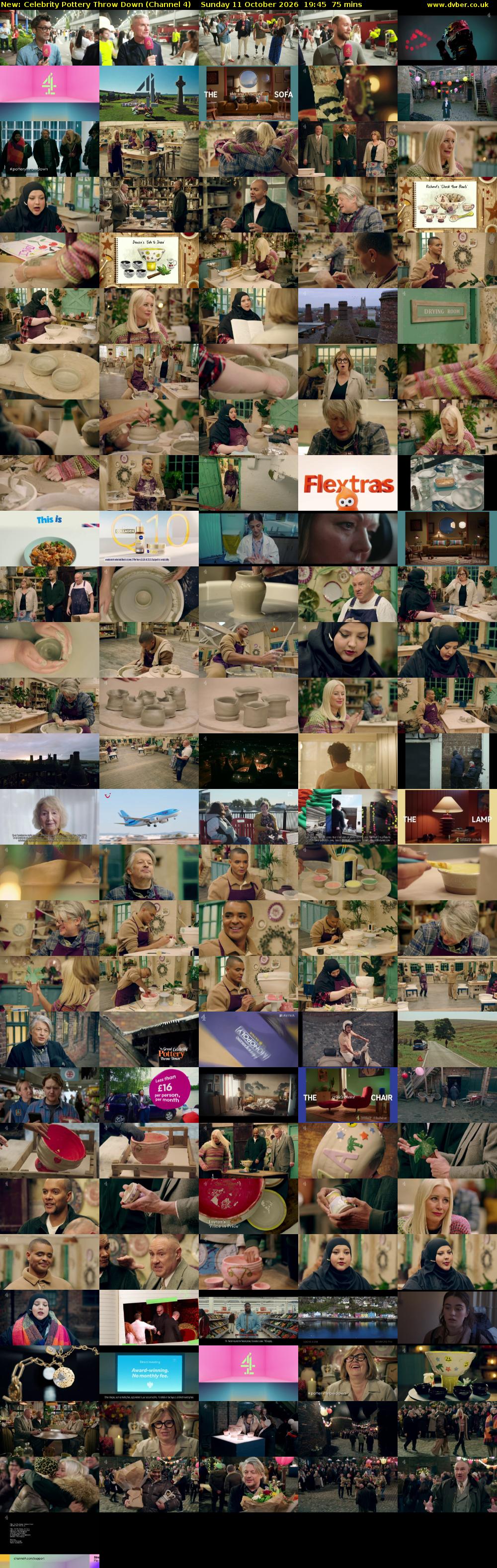 Celebrity Pottery Throw Down (Channel 4) Sunday 11 October 2026 19:45 - 21:00