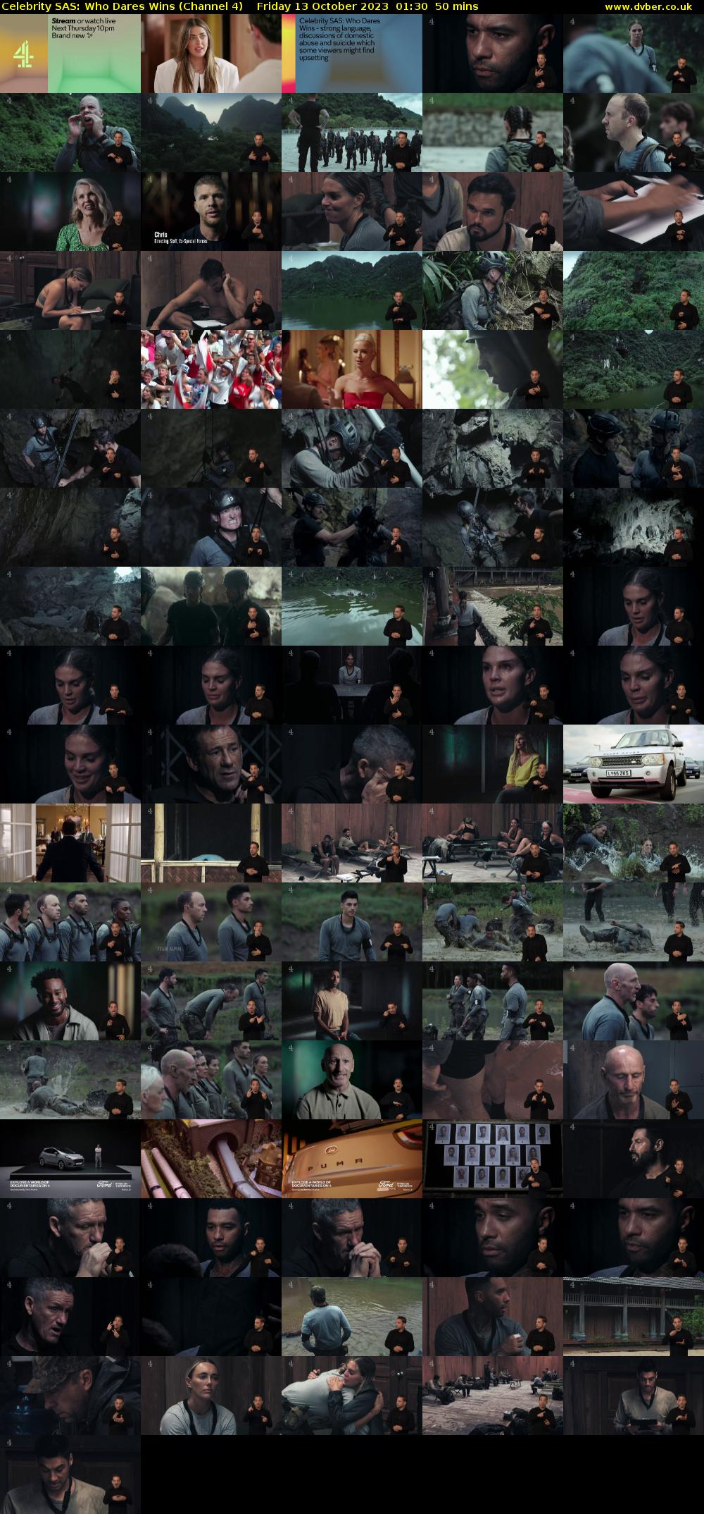 Celebrity SAS: Who Dares Wins (Channel 4) Friday 13 October 2023 01:30 - 02:20