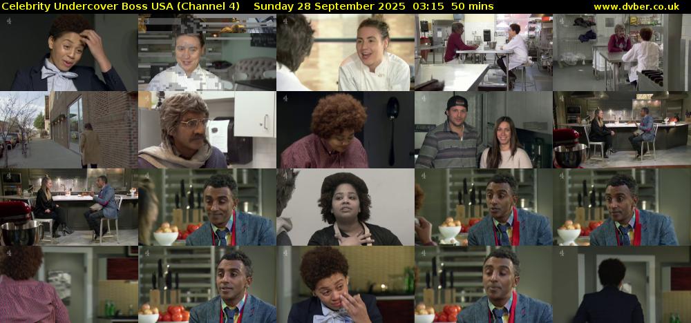 Celebrity Undercover Boss USA (Channel 4) Sunday 28 September 2025 03:15 - 04:05
