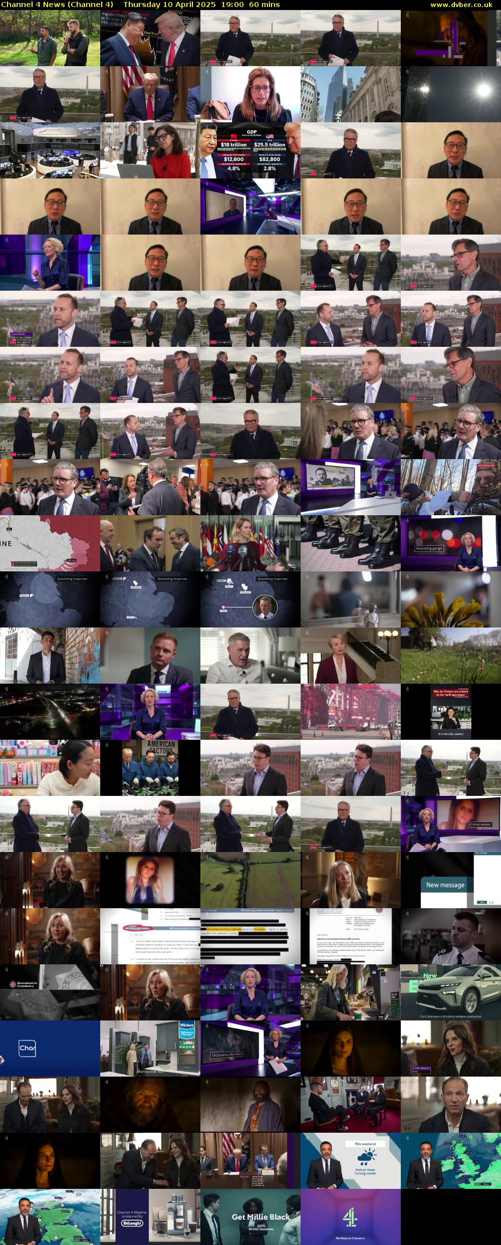 Channel 4 News (Channel 4) Thursday 10 April 2025 19:00 - 20:00