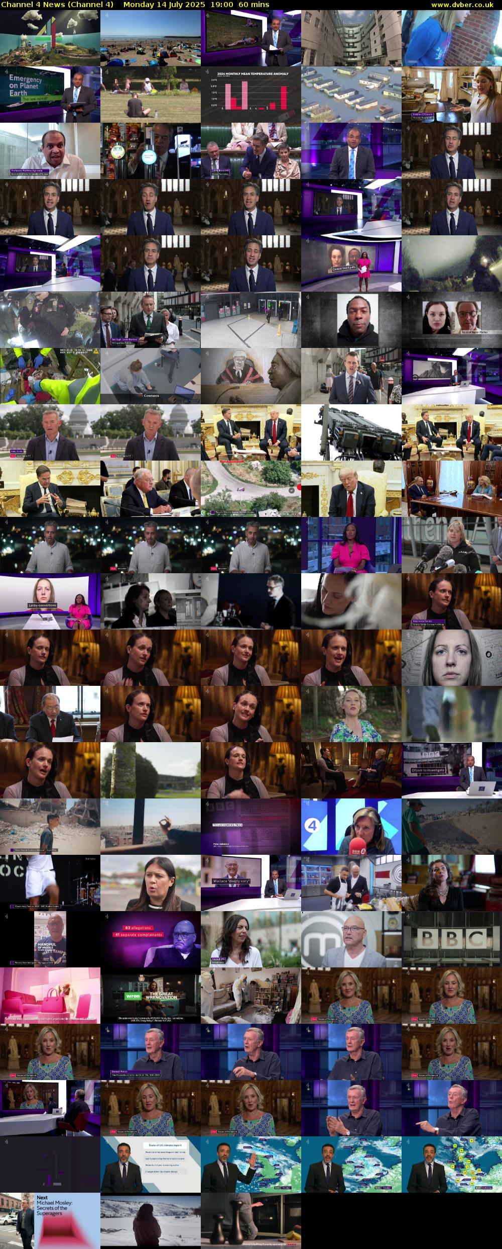 Channel 4 News (Channel 4) Monday 14 July 2025 19:00 - 20:00