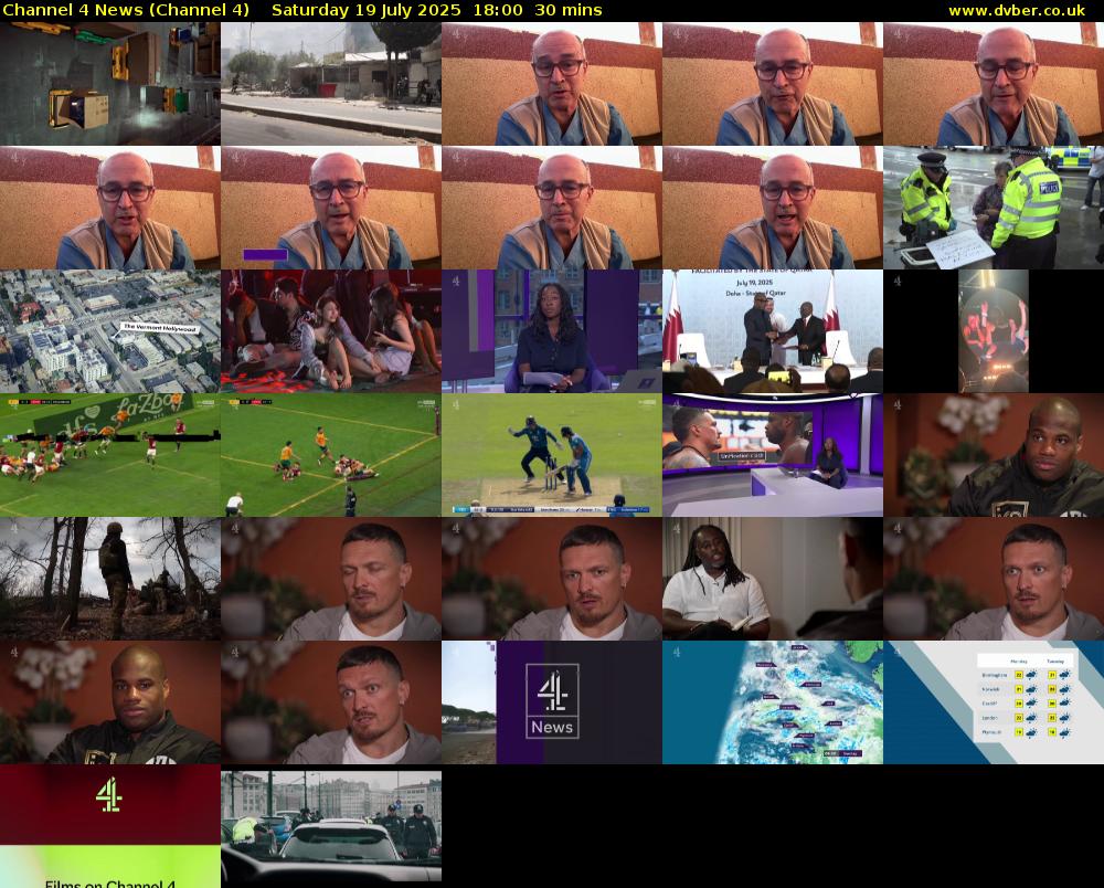 Channel 4 News (Channel 4) Saturday 19 July 2025 18:00 - 18:30