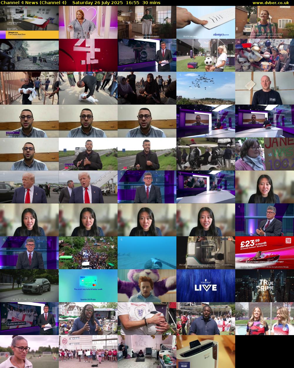 Channel 4 News (Channel 4) Saturday 26 July 2025 16:55 - 17:25