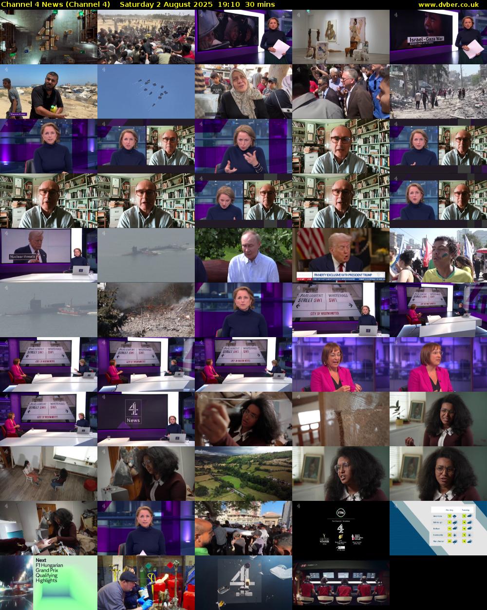 Channel 4 News (Channel 4) Saturday 2 August 2025 19:10 - 19:40