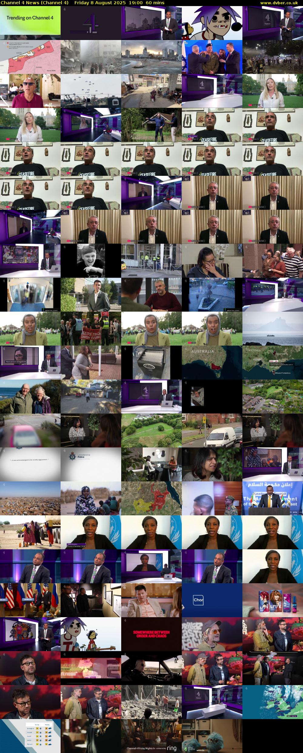 Channel 4 News (Channel 4) Friday 8 August 2025 19:00 - 20:00