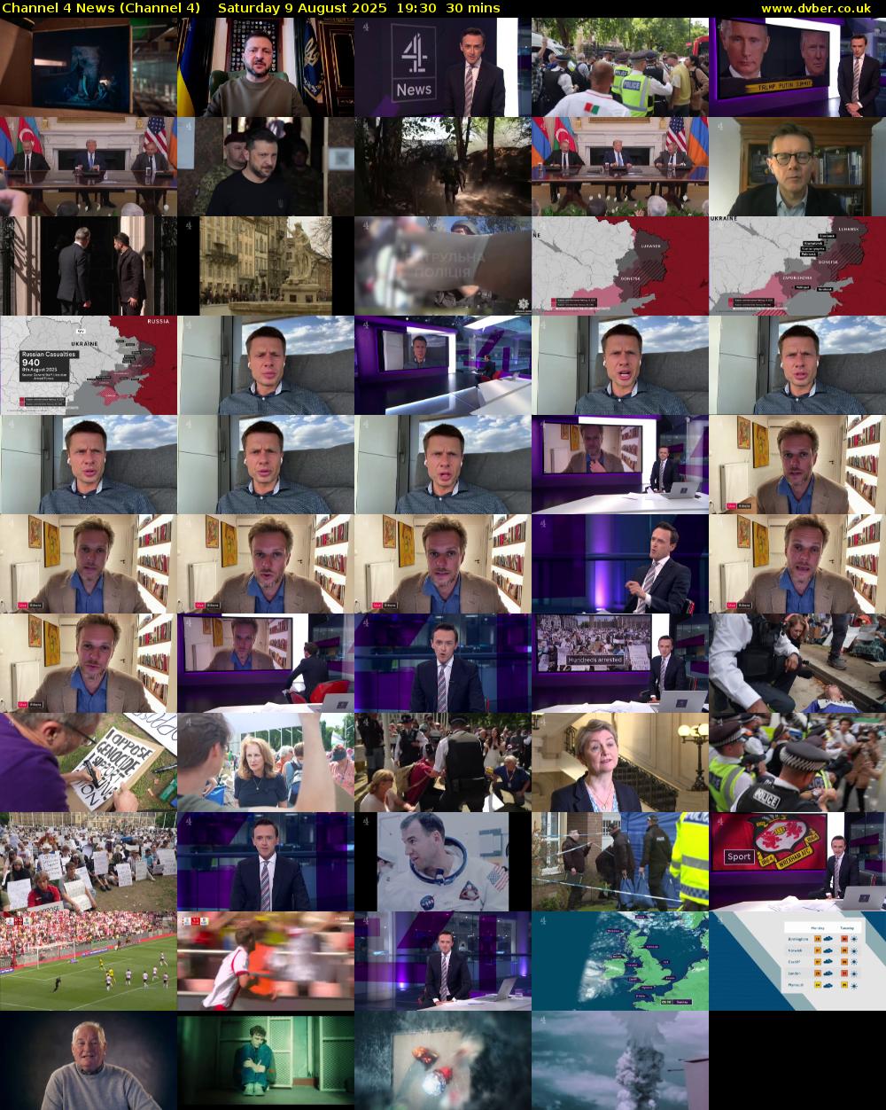 Channel 4 News (Channel 4) Saturday 9 August 2025 19:30 - 20:00