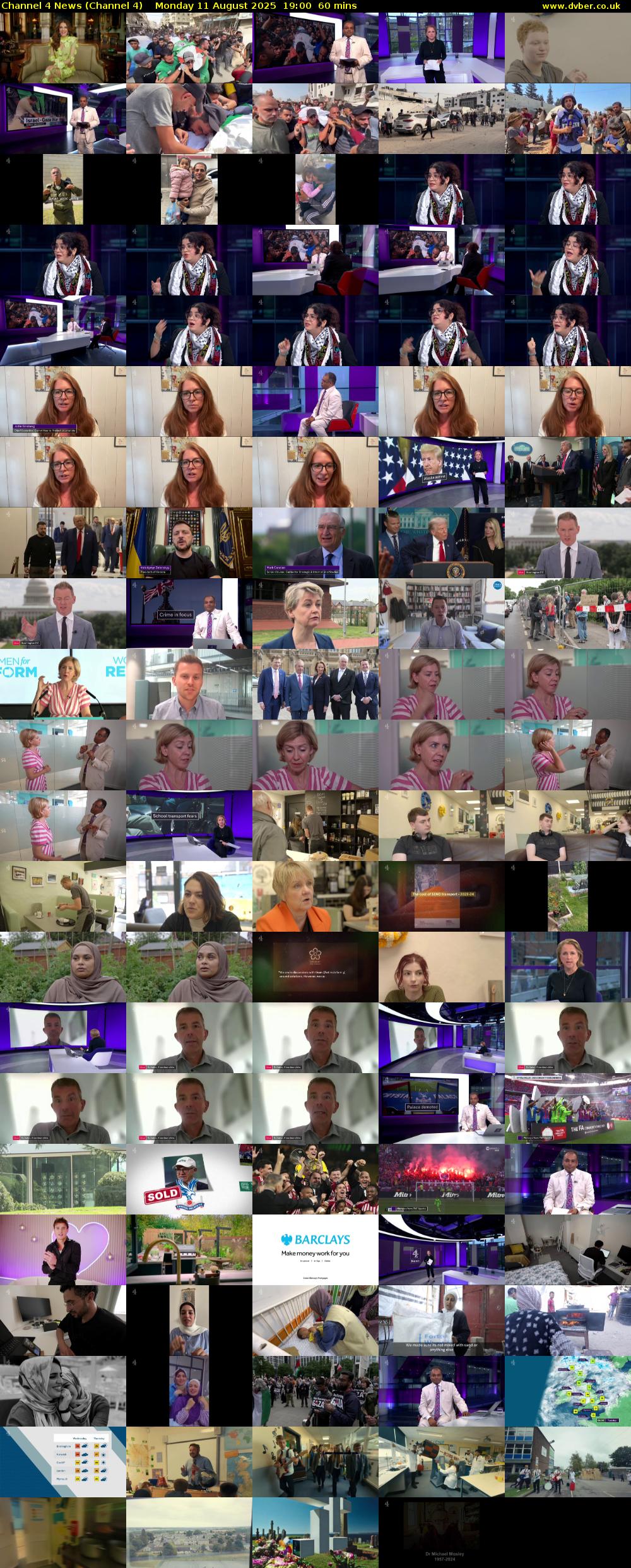 Channel 4 News (Channel 4) Monday 11 August 2025 19:00 - 20:00