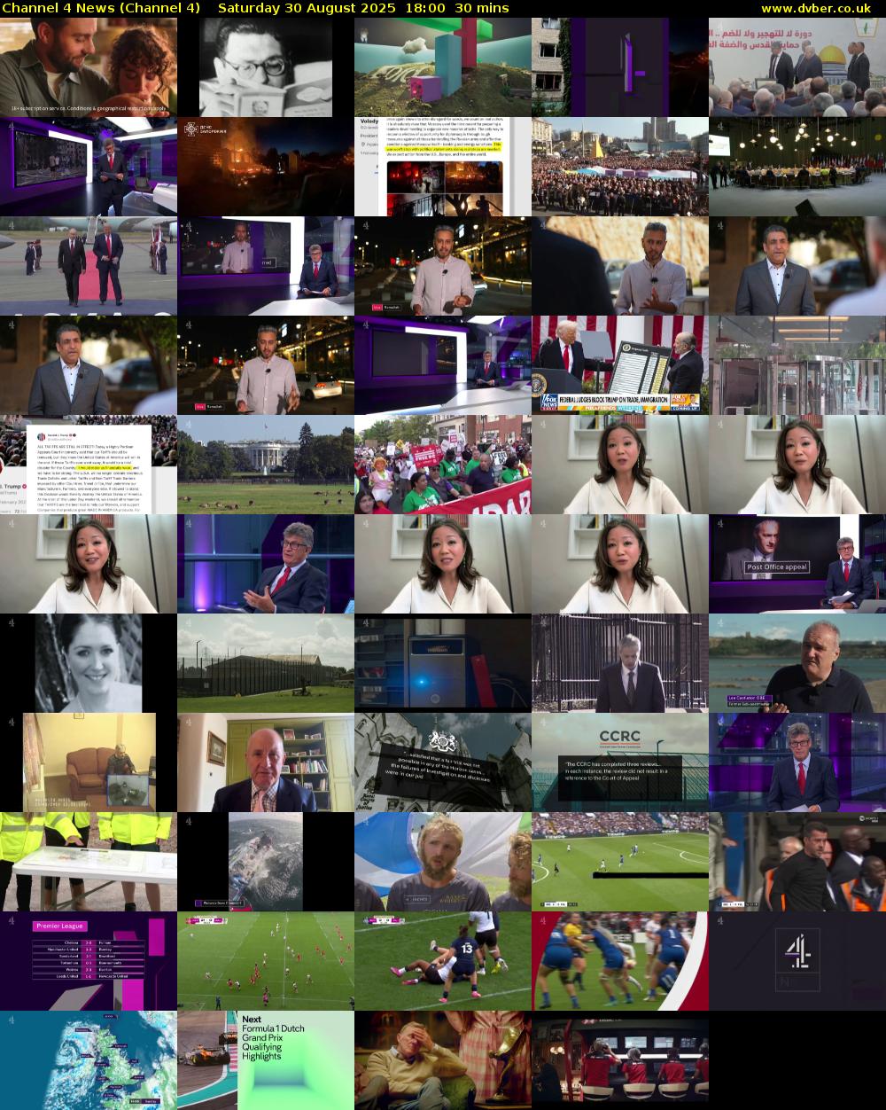 Channel 4 News (Channel 4) Saturday 30 August 2025 18:00 - 18:30