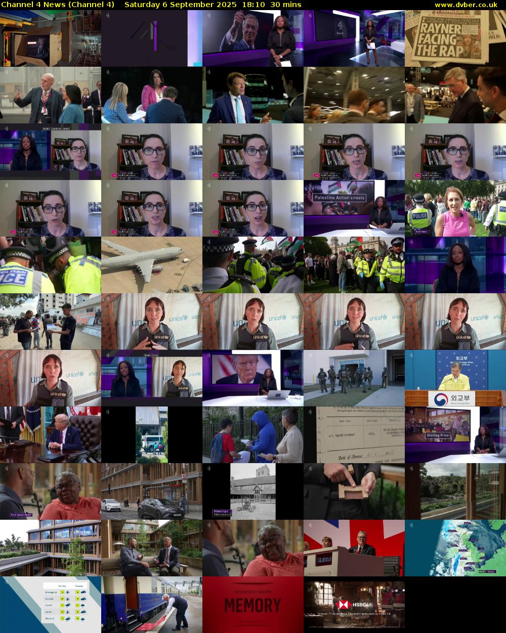 Channel 4 News (Channel 4) Saturday 6 September 2025 18:10 - 18:40