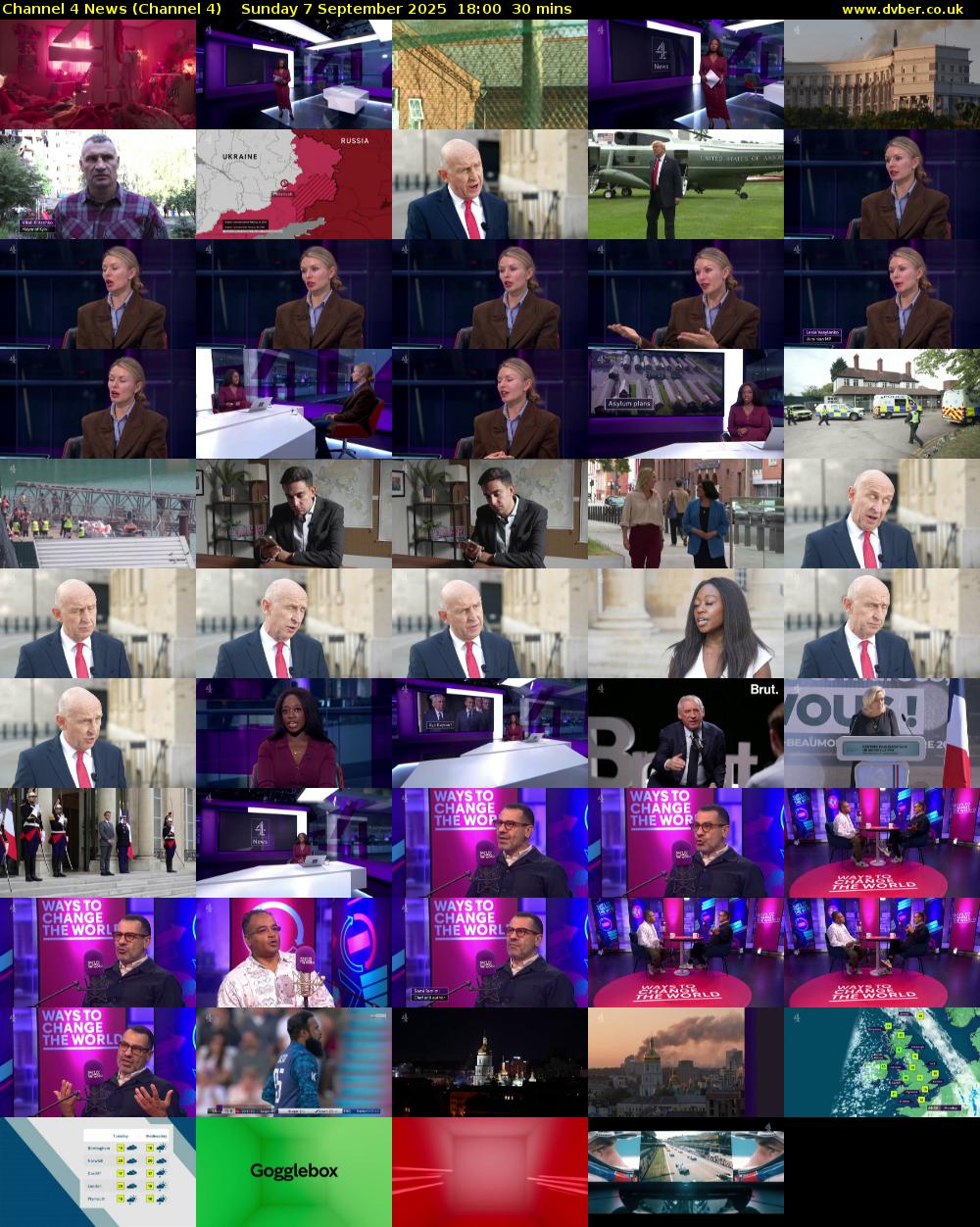 Channel 4 News (Channel 4) Sunday 7 September 2025 18:00 - 18:30