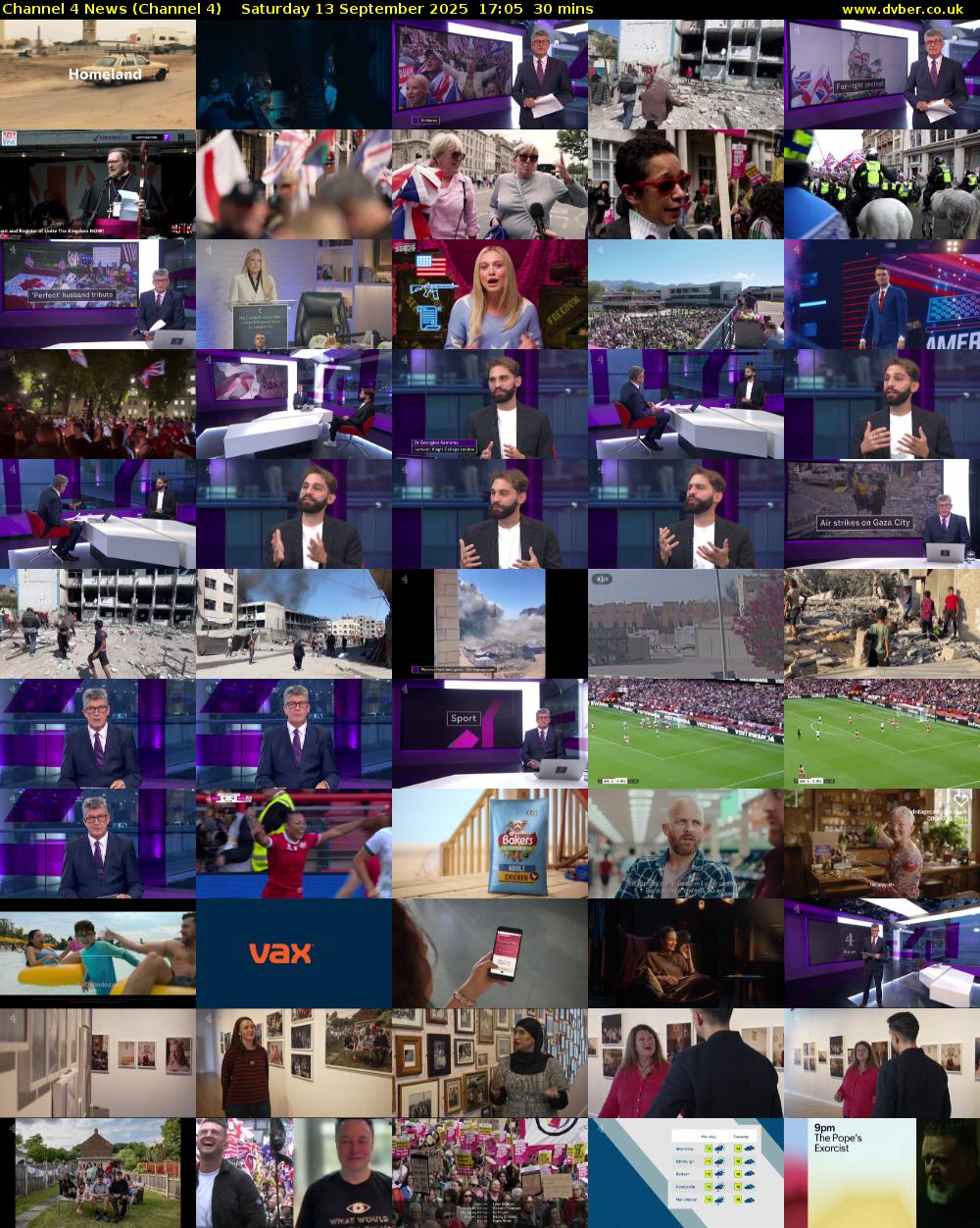 Channel 4 News (Channel 4) Saturday 13 September 2025 17:05 - 17:35