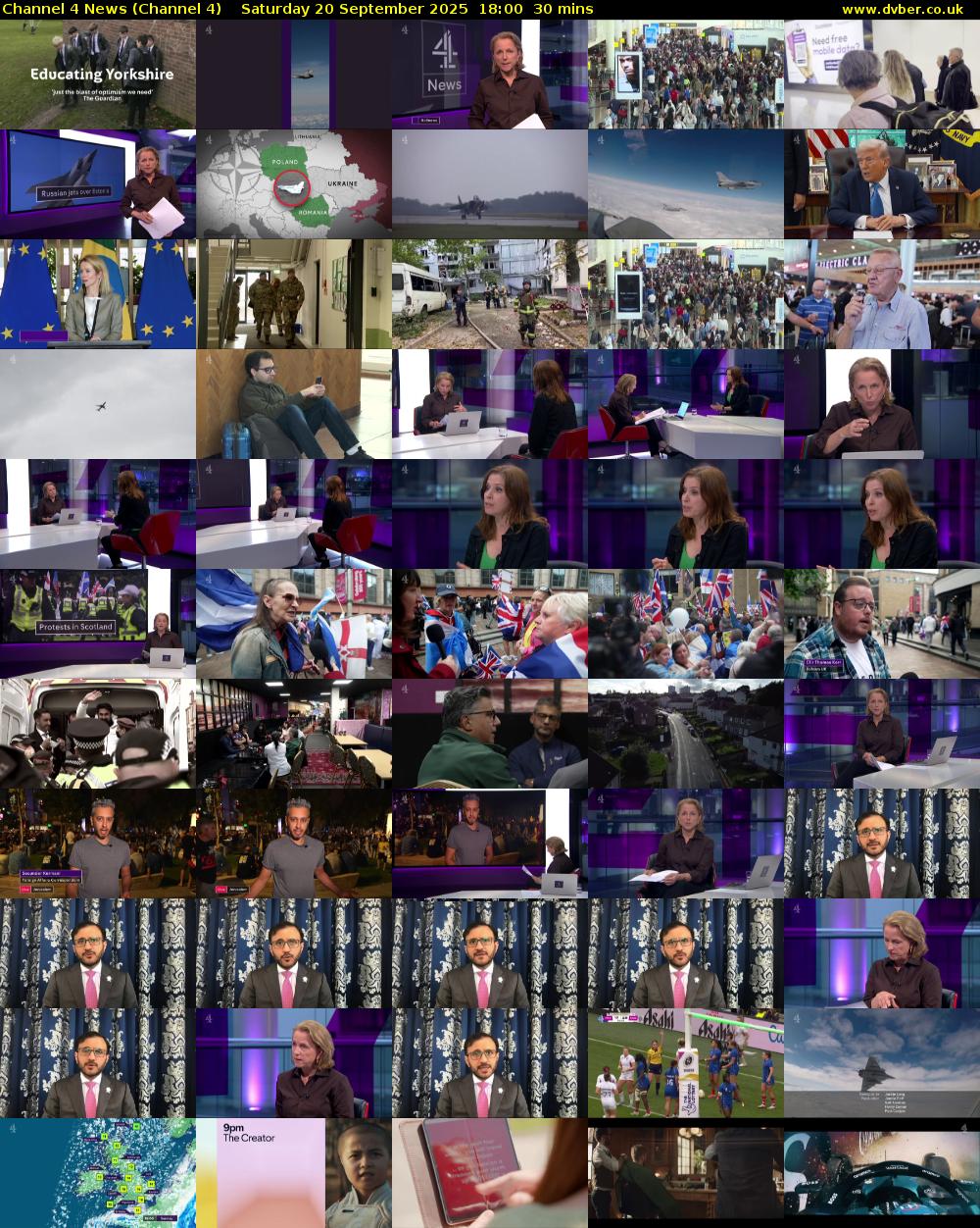 Channel 4 News (Channel 4) Saturday 20 September 2025 18:00 - 18:30