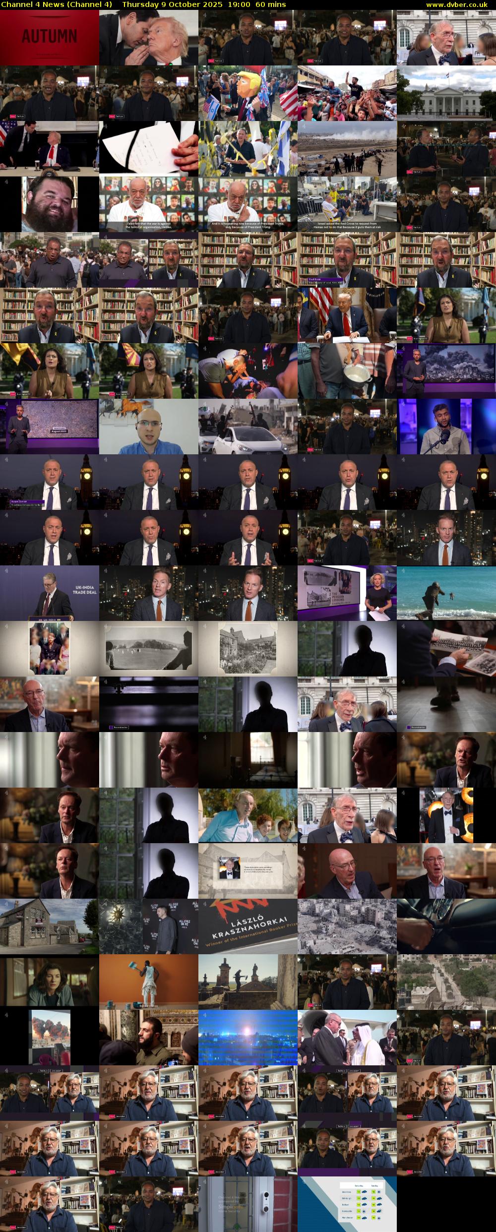 Channel 4 News (Channel 4) Thursday 9 October 2025 19:00 - 20:00