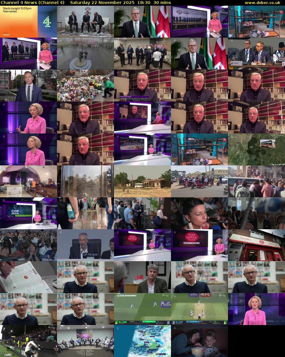 Channel 4 News (Channel 4) Saturday 22 November 2025 18:30 - 19:00