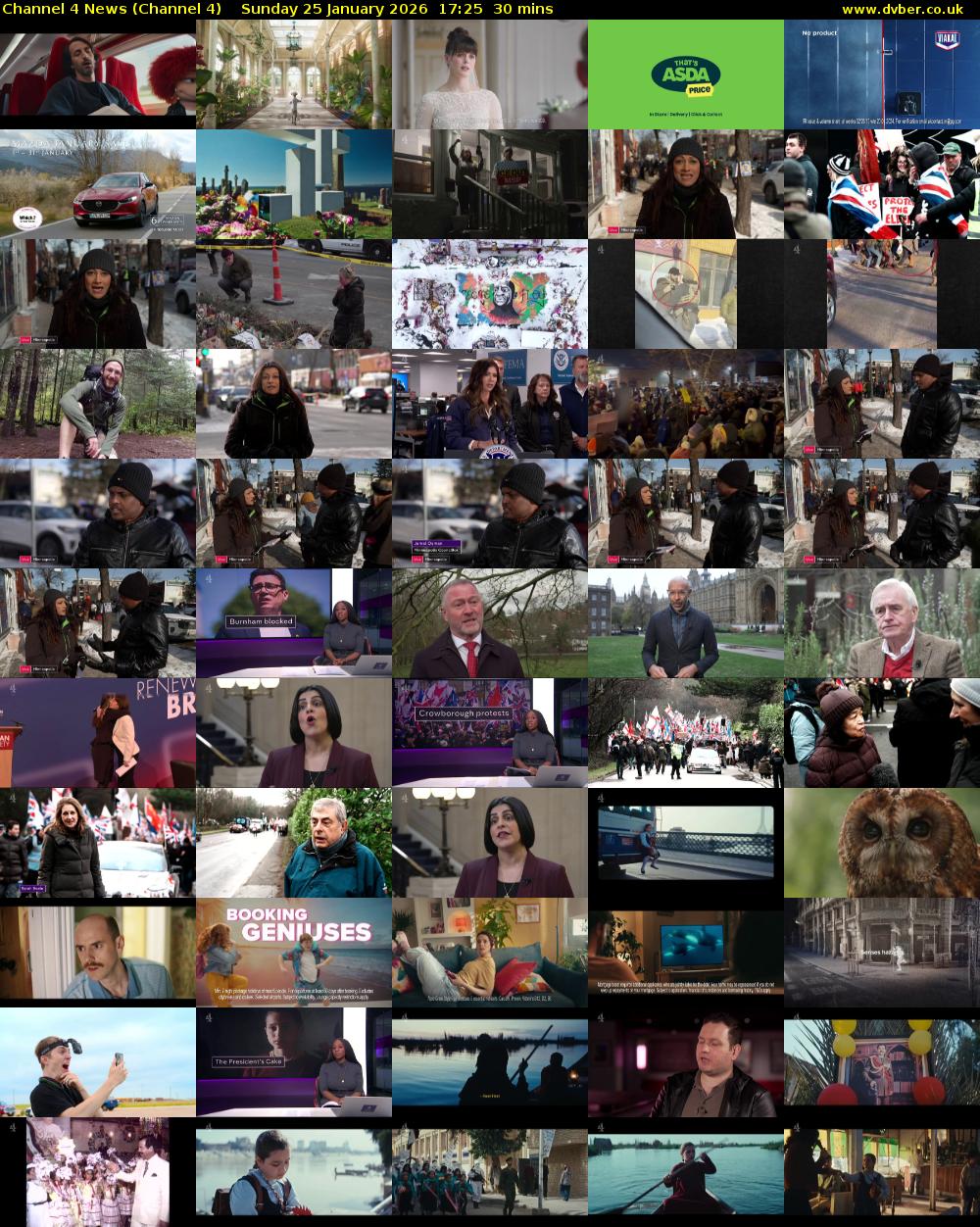 Channel 4 News (Channel 4) Sunday 25 January 2026 17:25 - 17:55