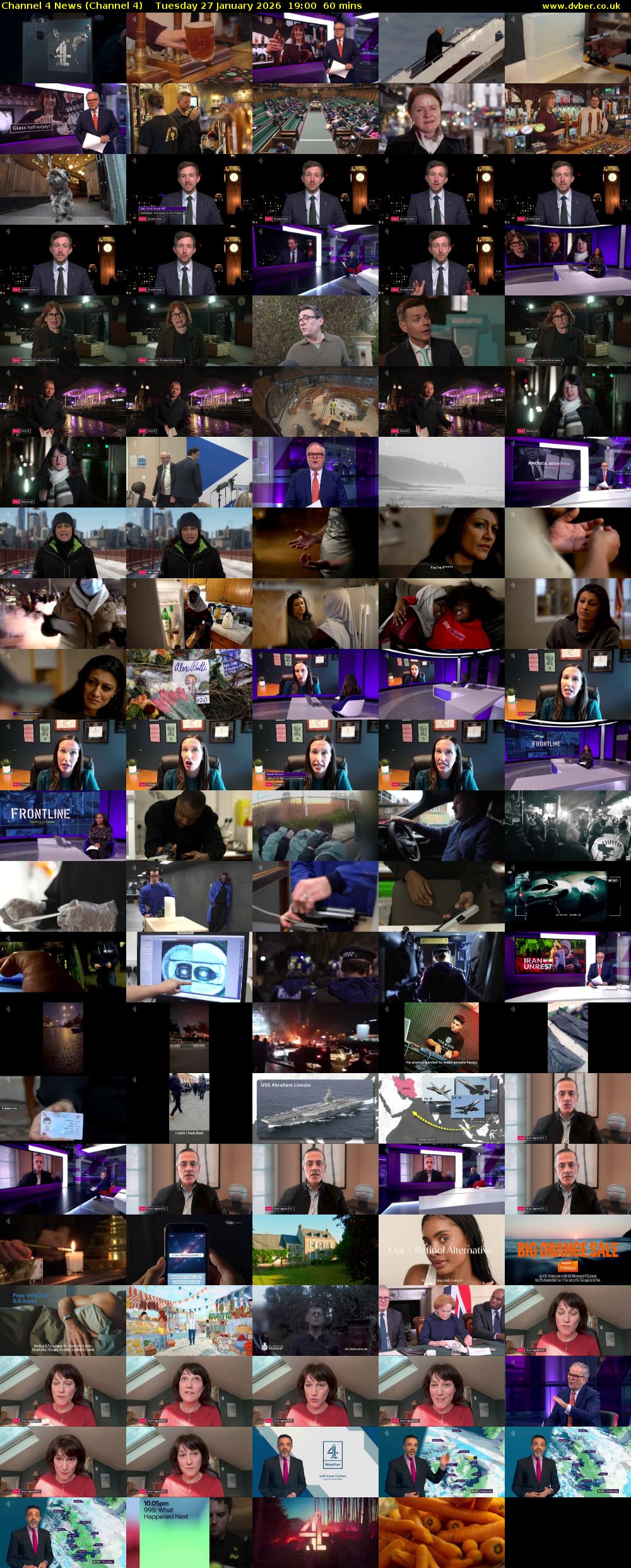Channel 4 News (Channel 4) Tuesday 27 January 2026 19:00 - 20:00