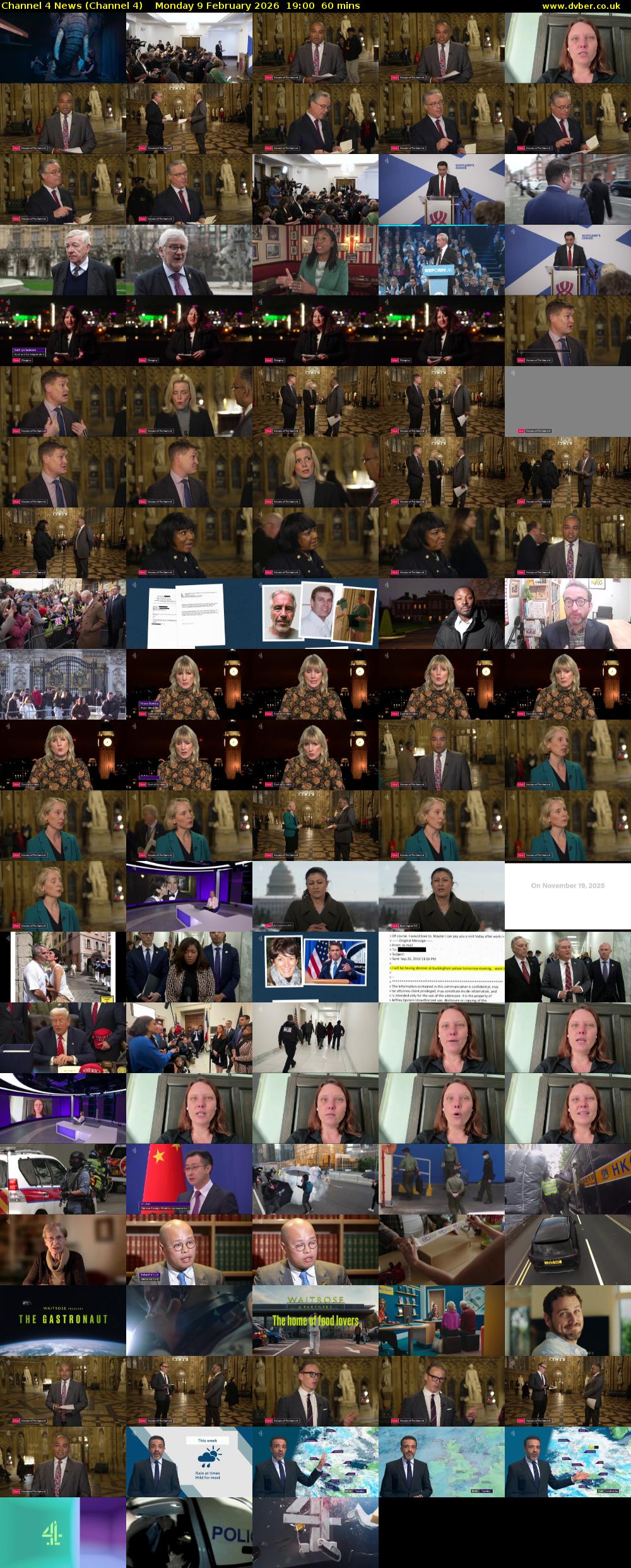 Channel 4 News (Channel 4) Monday 9 February 2026 19:00 - 20:00