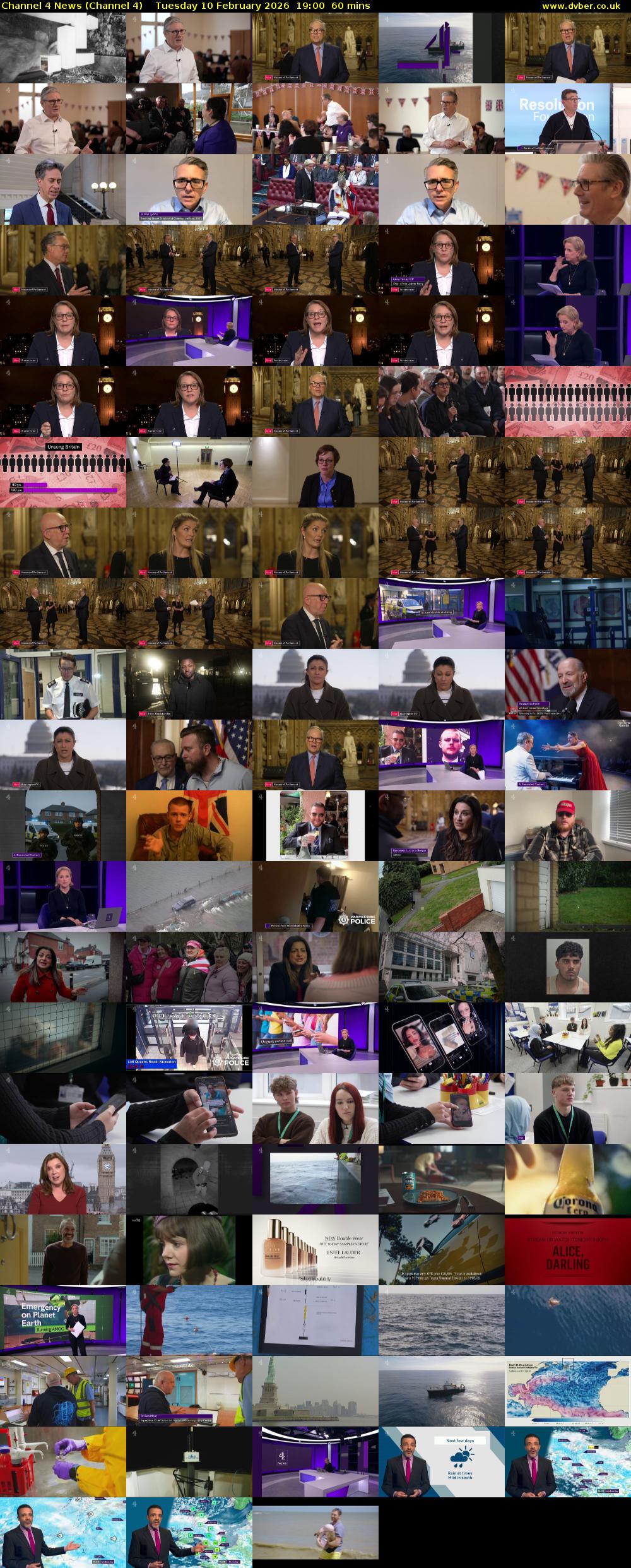Channel 4 News (Channel 4) Tuesday 10 February 2026 19:00 - 20:00