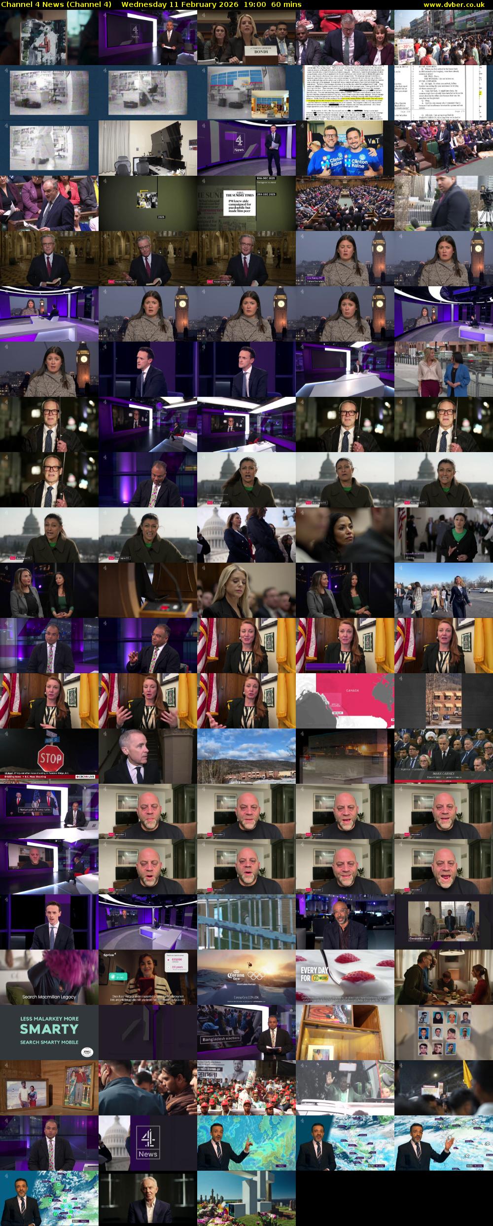 Channel 4 News (Channel 4) Wednesday 11 February 2026 19:00 - 20:00