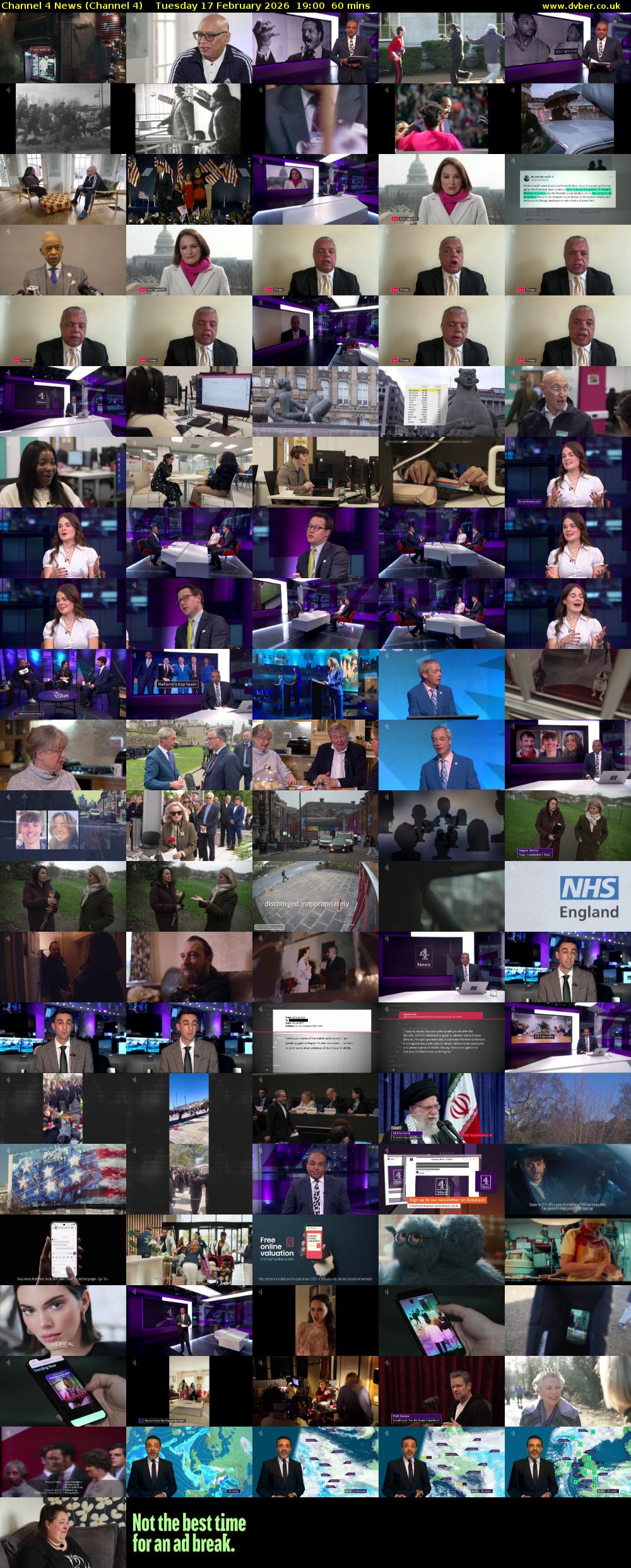 Channel 4 News (Channel 4) Tuesday 17 February 2026 19:00 - 20:00