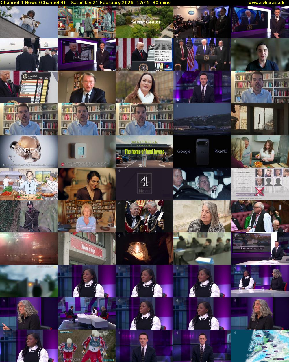 Channel 4 News (Channel 4) Saturday 21 February 2026 17:45 - 18:15