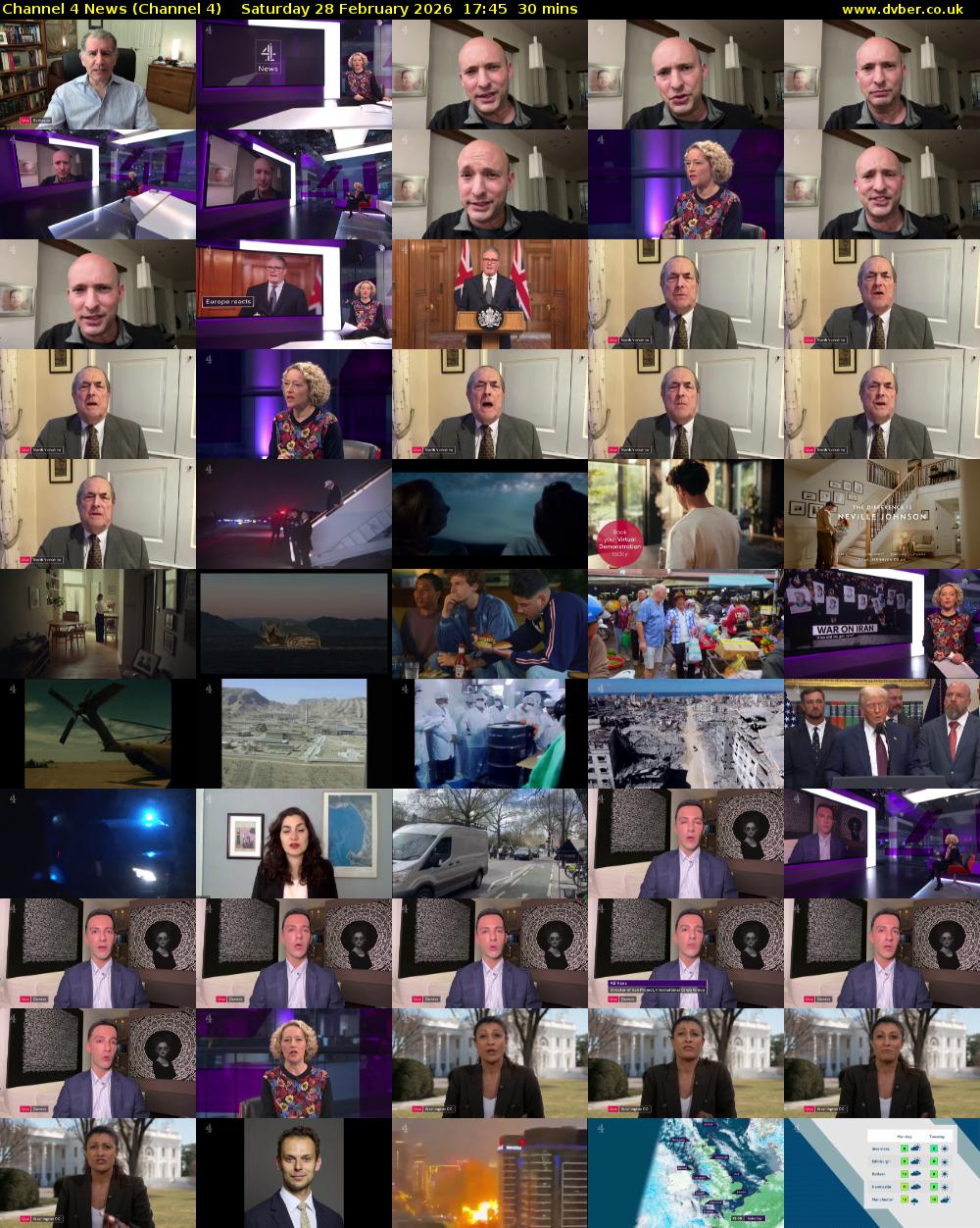 Channel 4 News (Channel 4) Saturday 28 February 2026 17:45 - 18:15