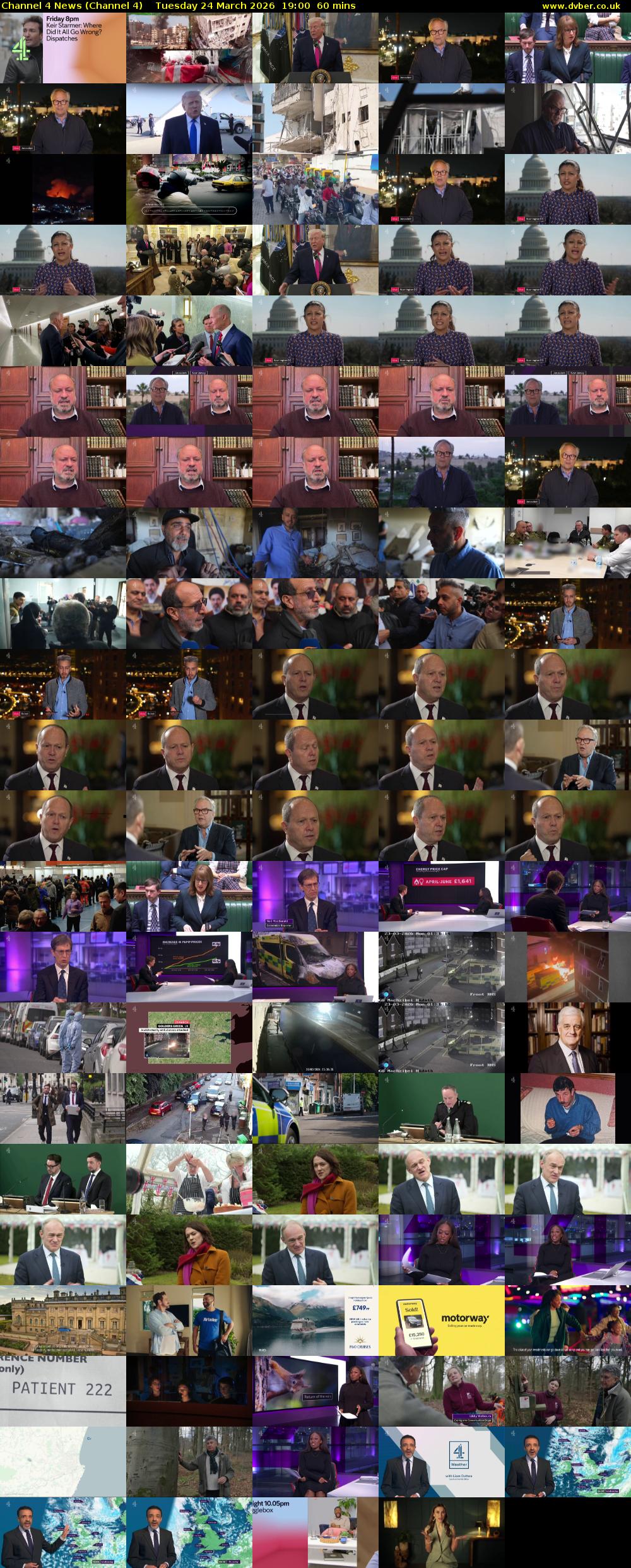 Channel 4 News (Channel 4) Tuesday 24 March 2026 19:00 - 20:00