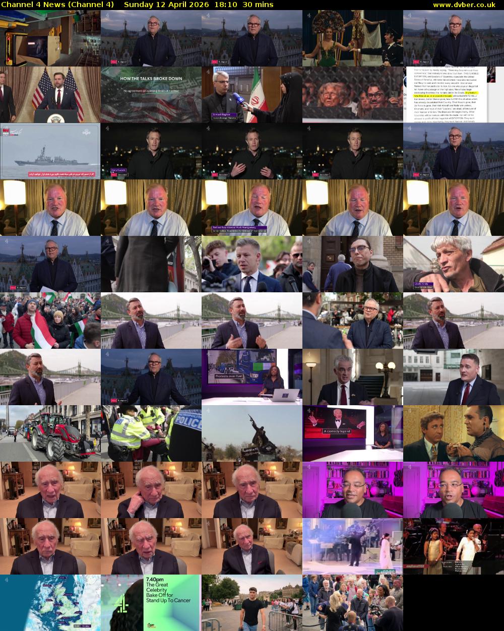 Channel 4 News (Channel 4) Sunday 12 April 2026 18:10 - 18:40