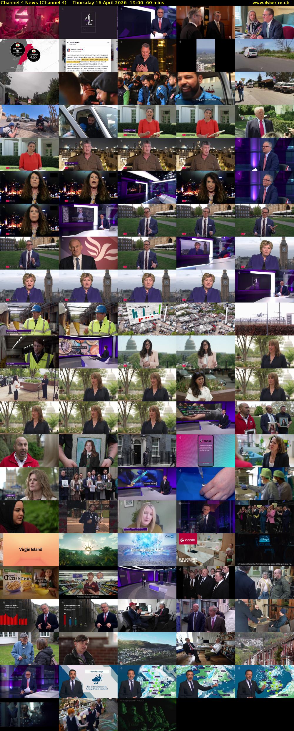 Channel 4 News (Channel 4) Thursday 16 April 2026 19:00 - 20:00