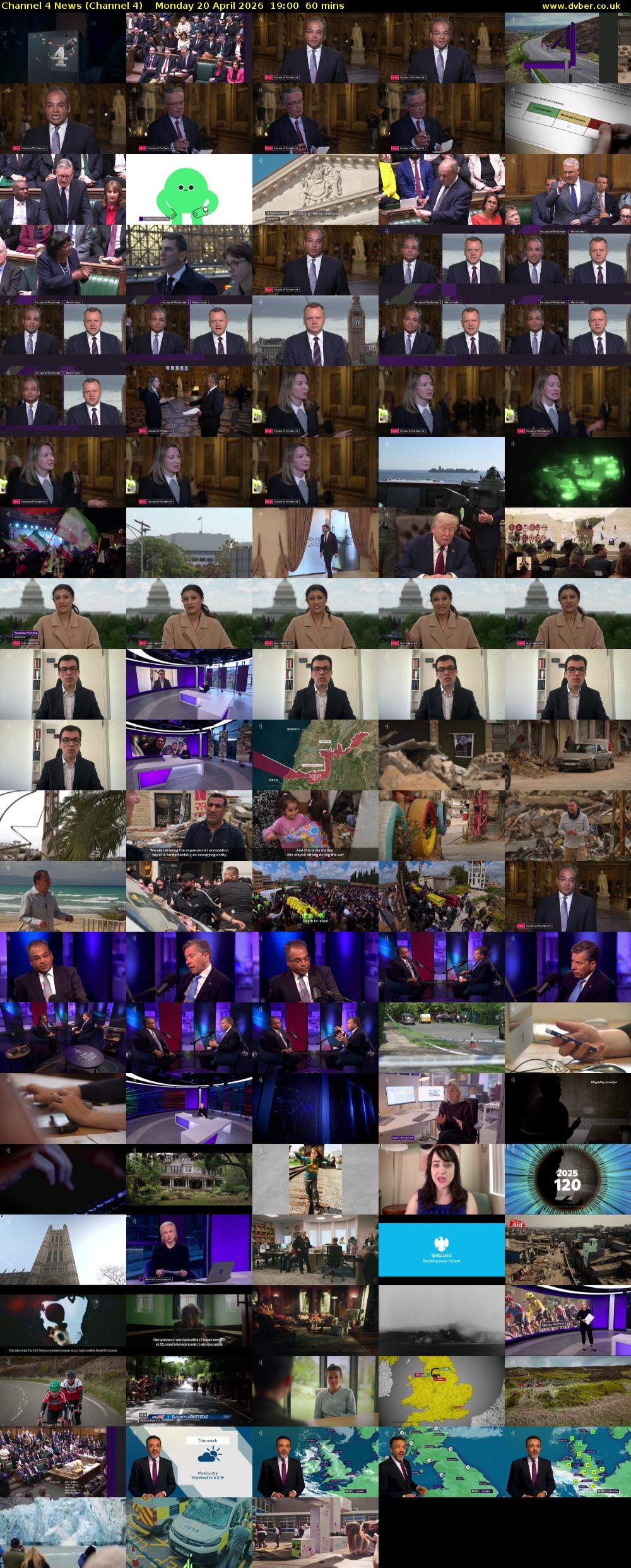 Channel 4 News (Channel 4) Monday 20 April 2026 19:00 - 20:00