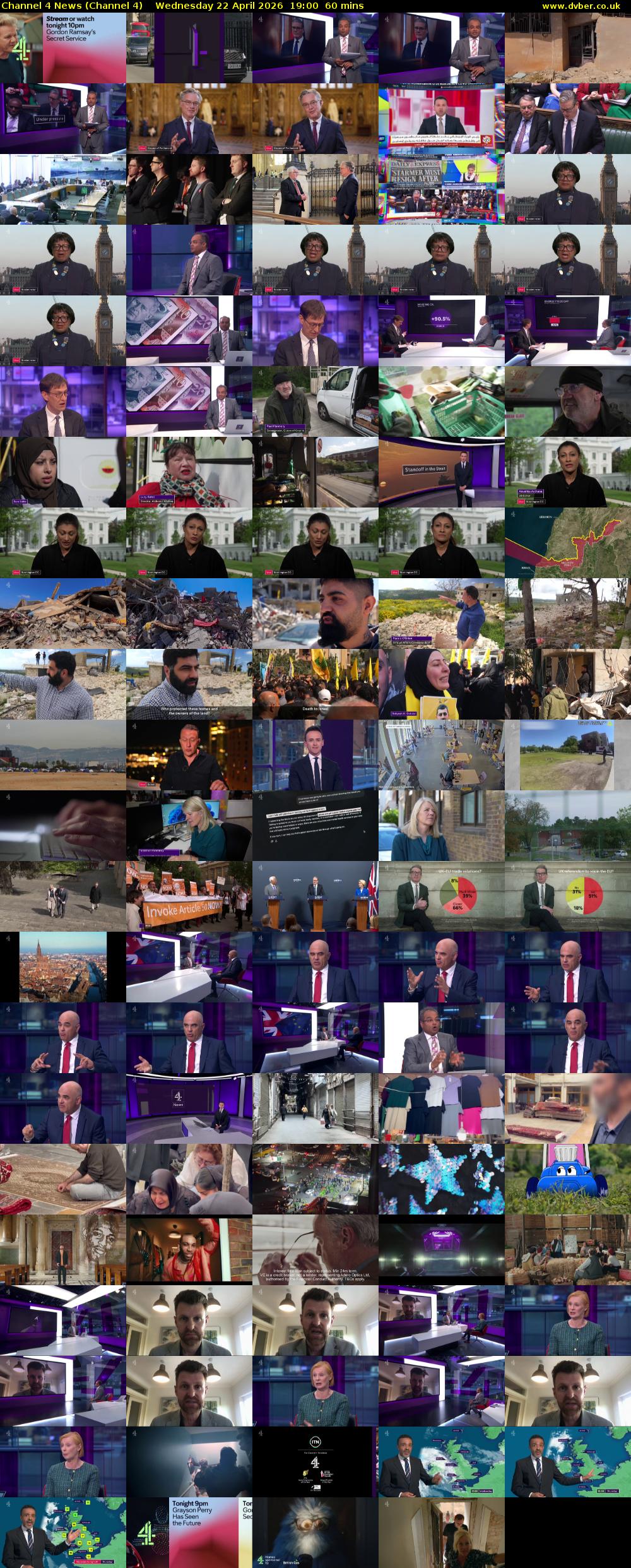 Channel 4 News (Channel 4) Wednesday 22 April 2026 19:00 - 20:00