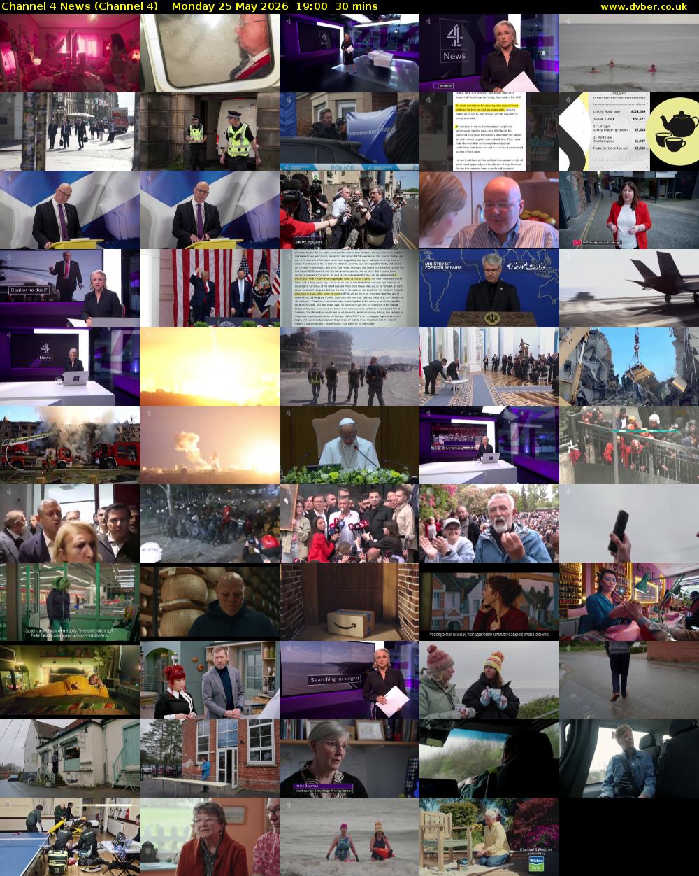 Channel 4 News (Channel 4) Monday 25 May 2026 19:00 - 19:30
