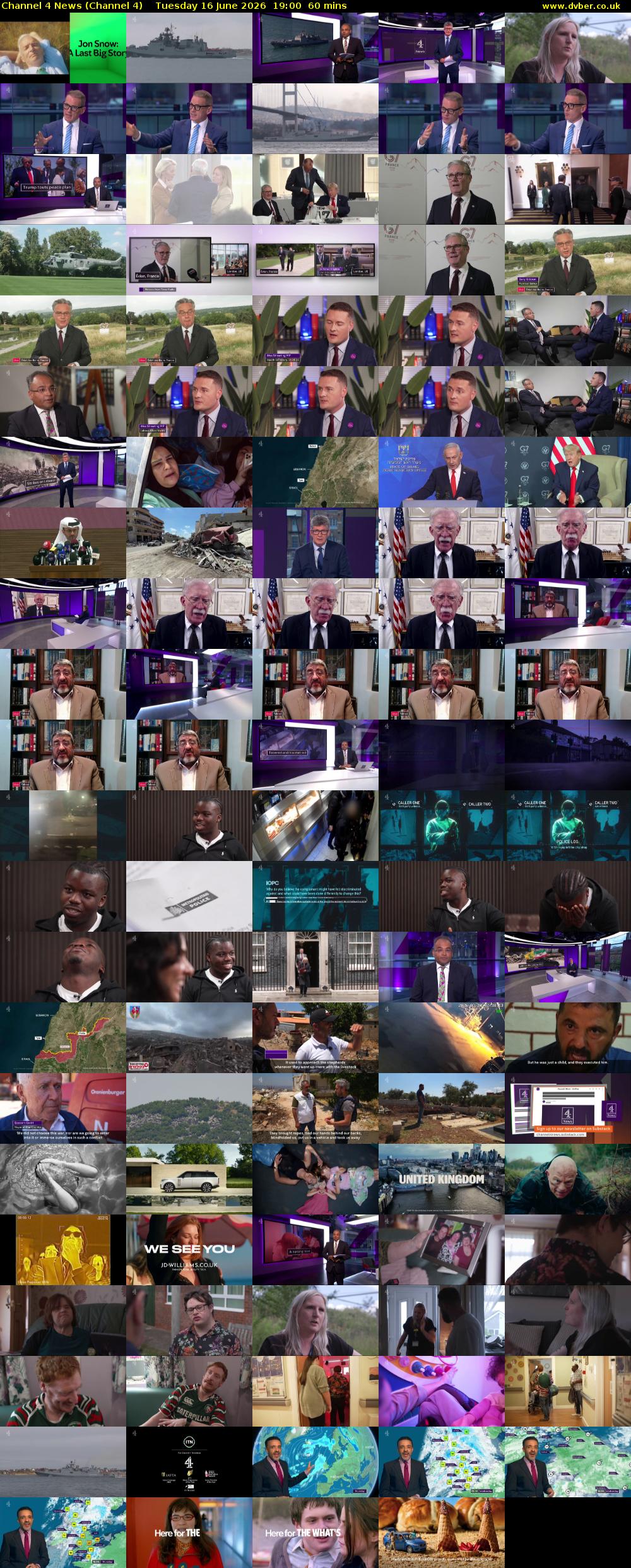Channel 4 News (Channel 4) Tuesday 16 June 2026 19:00 - 20:00