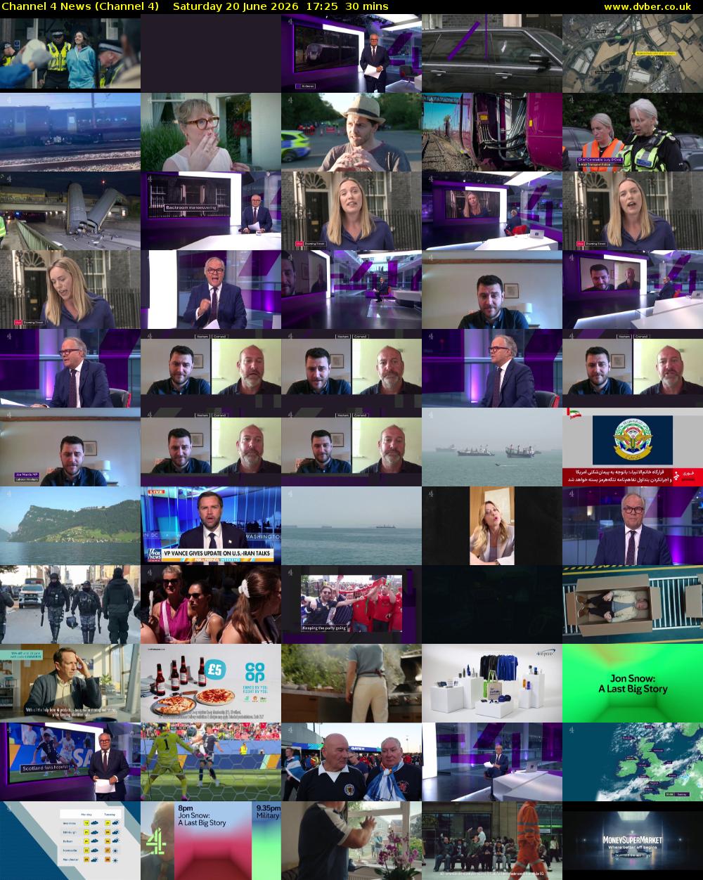 Channel 4 News (Channel 4) Saturday 20 June 2026 17:25 - 17:55