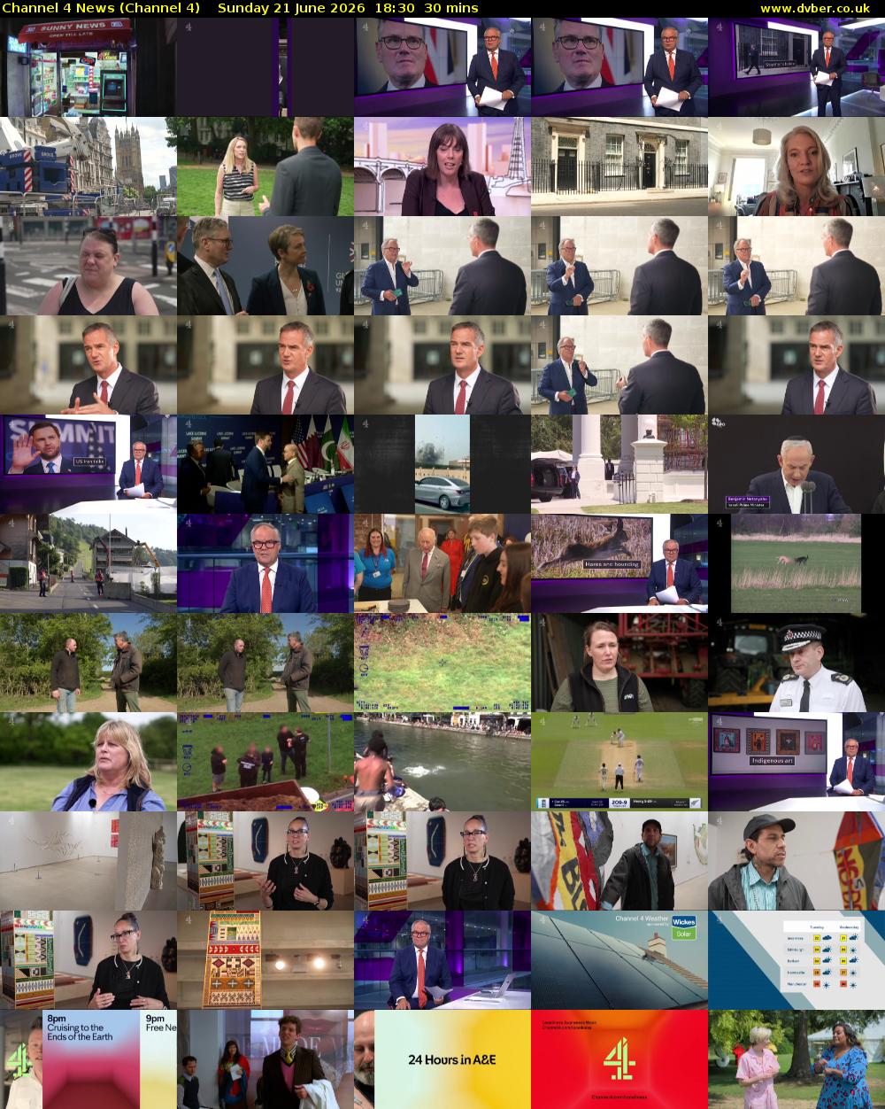 Channel 4 News (Channel 4) Sunday 21 June 2026 18:30 - 19:00