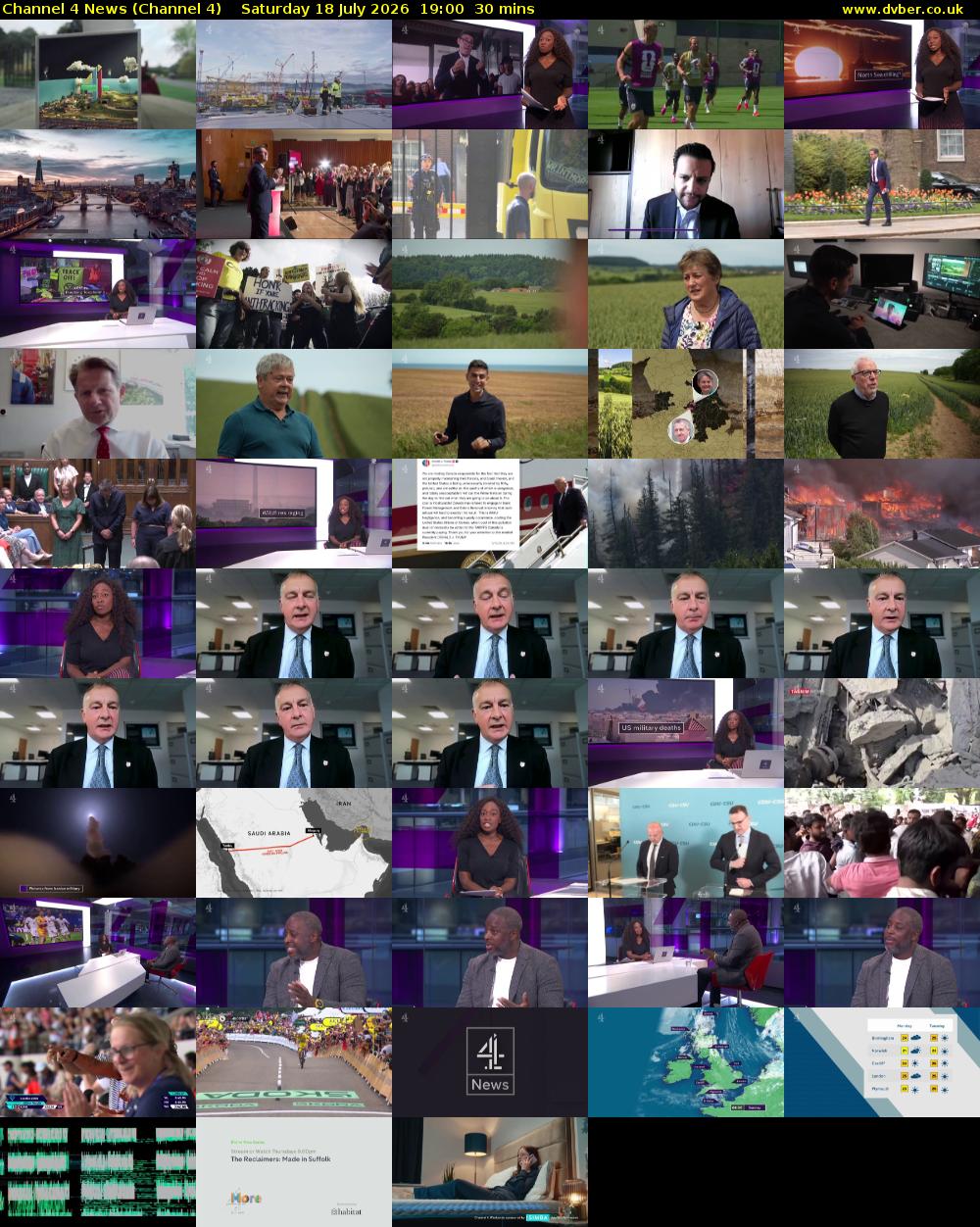 Channel 4 News (Channel 4) Saturday 18 July 2026 19:00 - 19:30