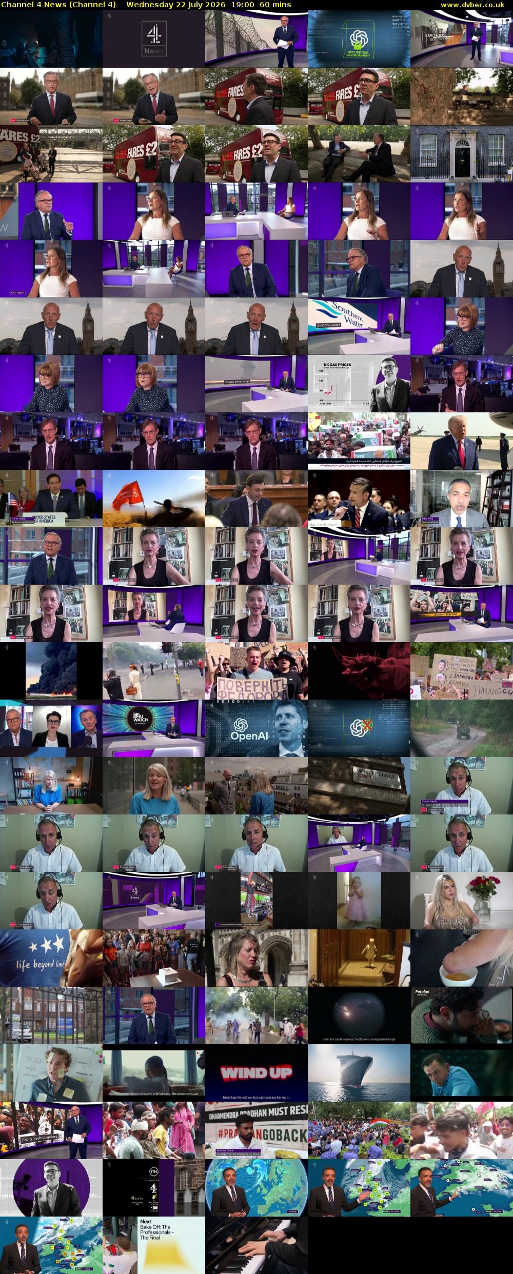 Channel 4 News (Channel 4) Wednesday 22 July 2026 19:00 - 20:00