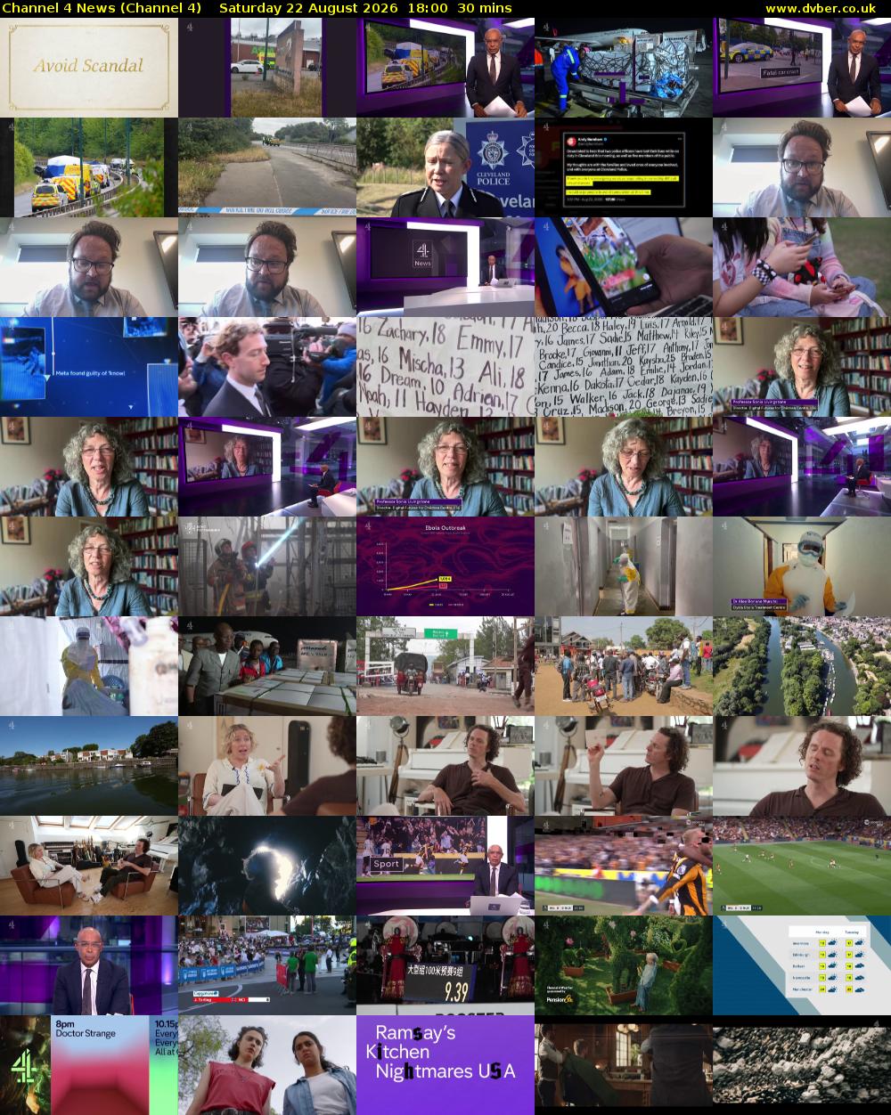 Channel 4 News (Channel 4) Saturday 22 August 2026 18:00 - 18:30