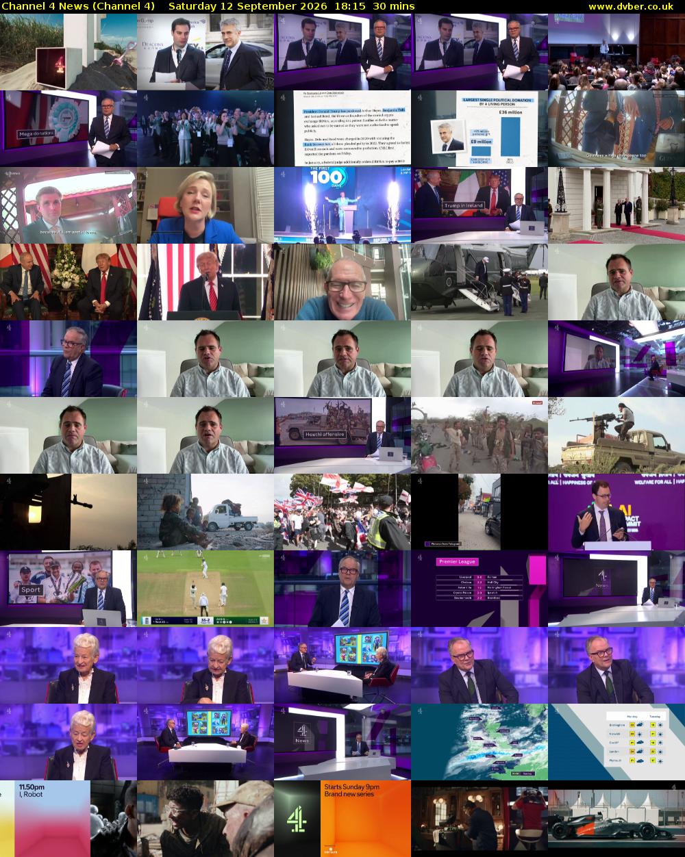 Channel 4 News (Channel 4) Saturday 12 September 2026 18:15 - 18:45