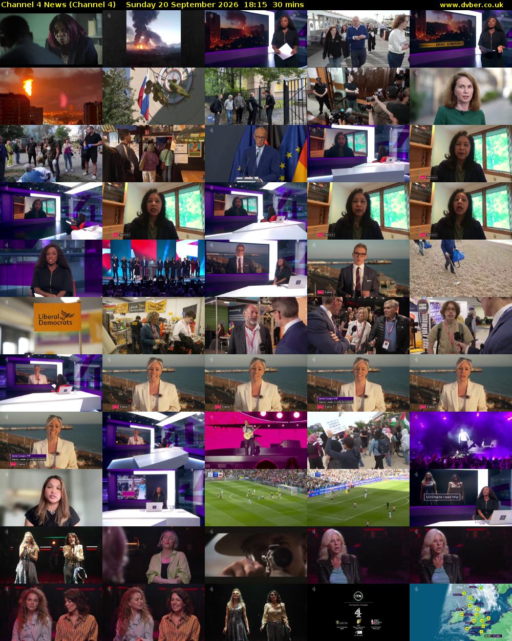 Channel 4 News (Channel 4) Sunday 20 September 2026 18:15 - 18:45