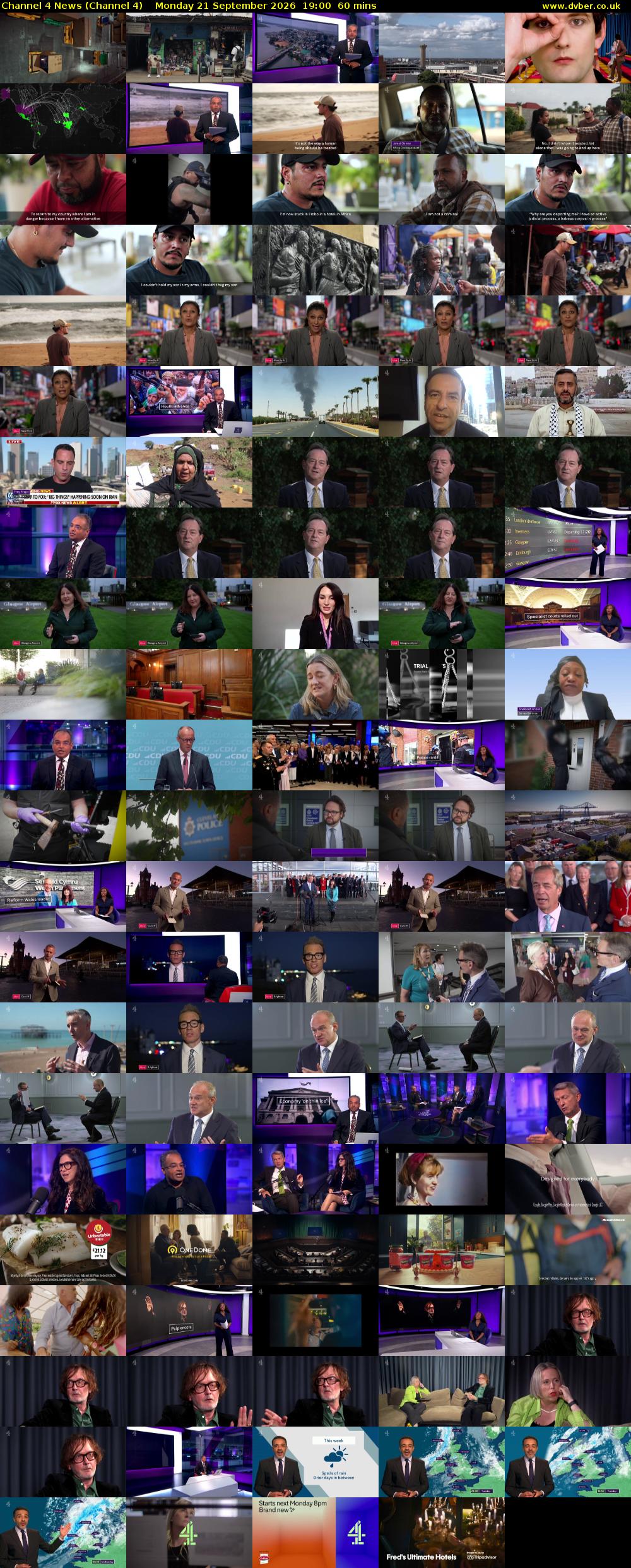 Channel 4 News (Channel 4) Monday 21 September 2026 19:00 - 20:00