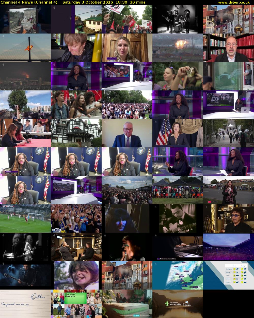 Channel 4 News (Channel 4) Saturday 3 October 2026 18:30 - 19:00