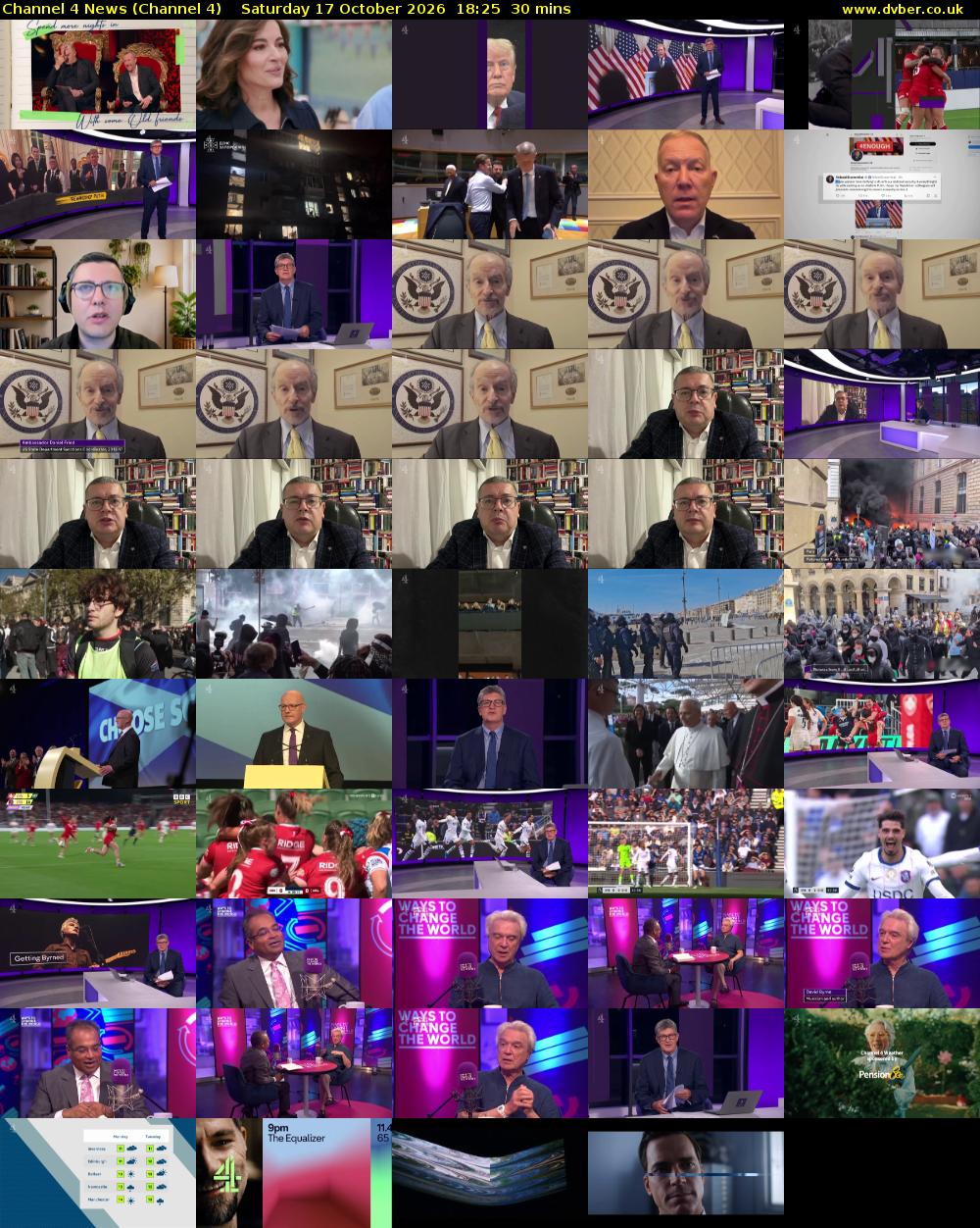 Channel 4 News (Channel 4) Saturday 17 October 2026 18:25 - 18:55