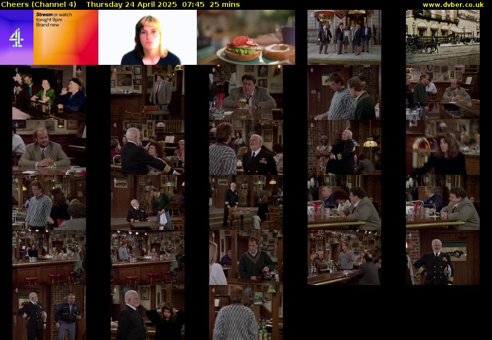 Cheers (Channel 4) Thursday 24 April 2025 07:45 - 08:10