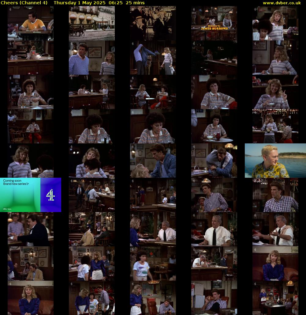 Cheers (Channel 4) Thursday 1 May 2025 06:25 - 06:50