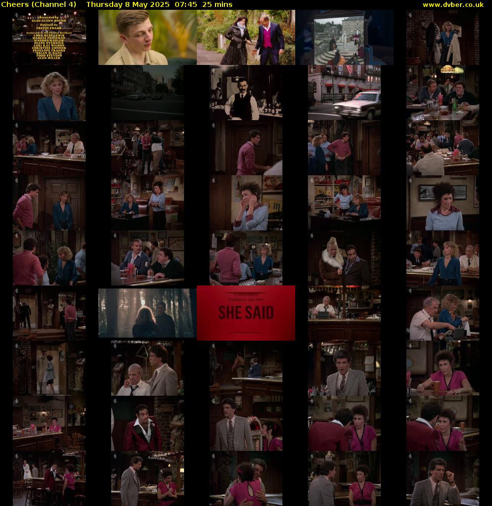 Cheers (Channel 4) Thursday 8 May 2025 07:45 - 08:10